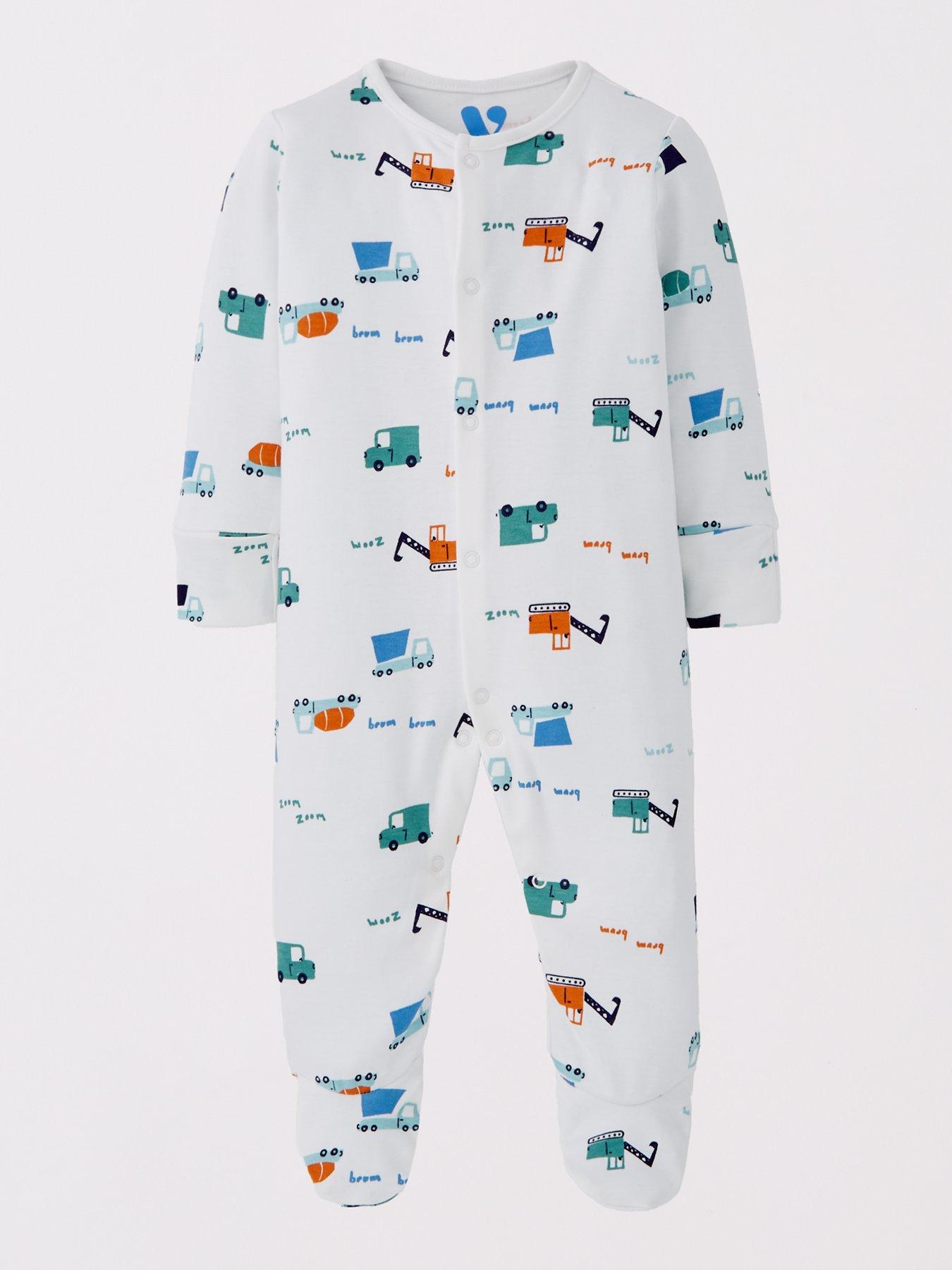  image of mini-v-by-very-baby-boy-3-pack-transport-sleepsuits-multi