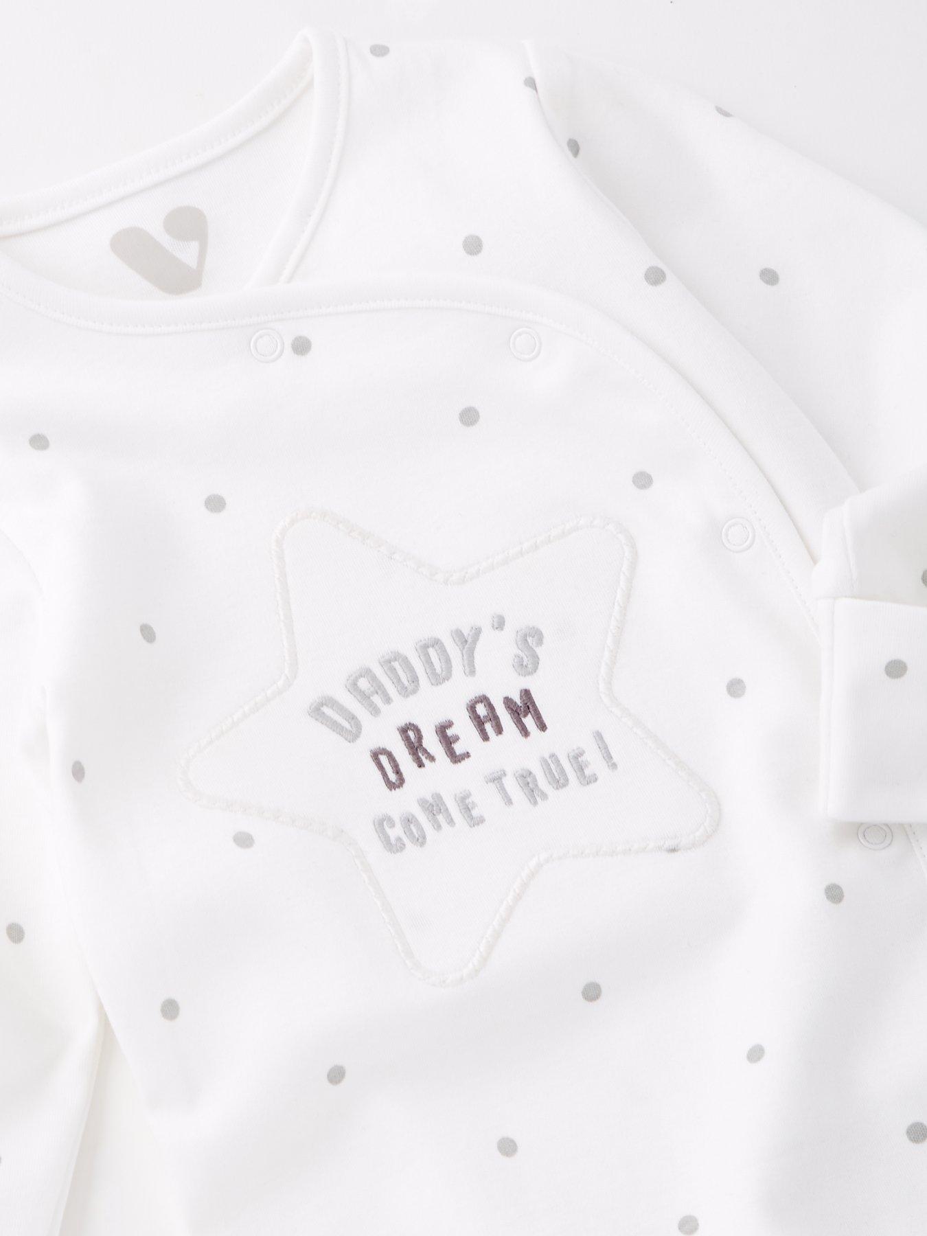  image of mini-v-by-very-baby-unisex-daddys-little-dream-sleepsuit-white
