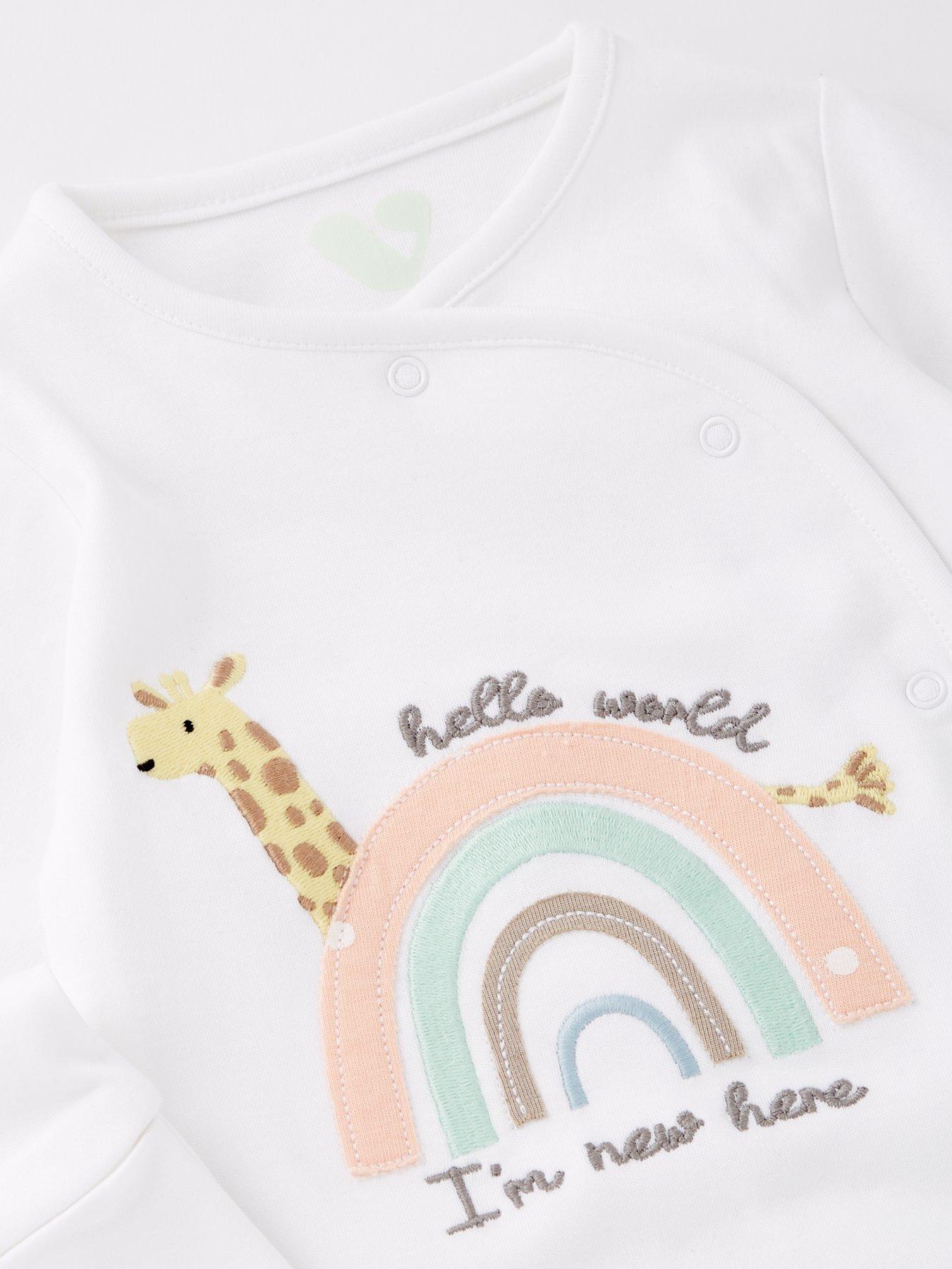  image of mini-v-by-very-baby-unisex-im-new-here-sleepsuit-white