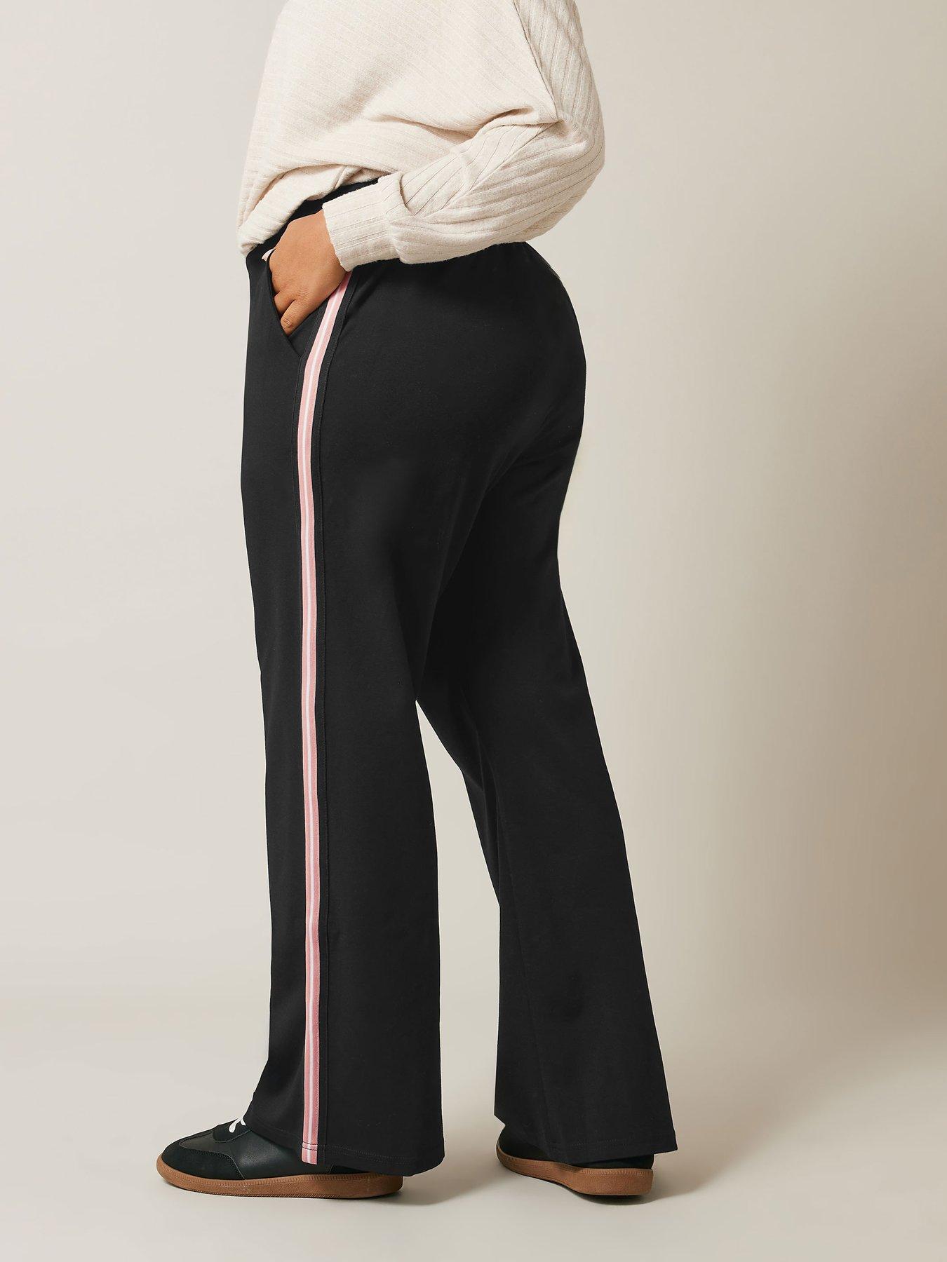 Image 2 of 4 of Evans Wide Leg Side Stripe Trouser - Black