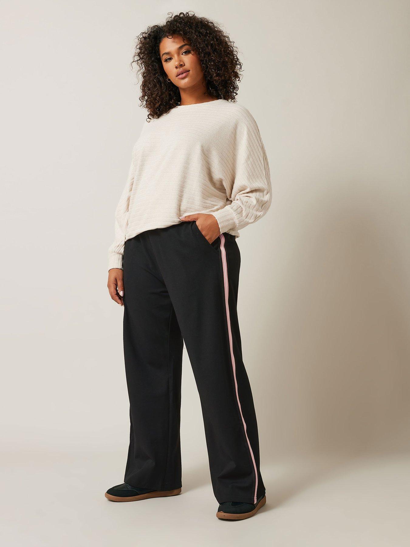 Image 3 of 4 of Evans Wide Leg Side Stripe Trouser - Black
