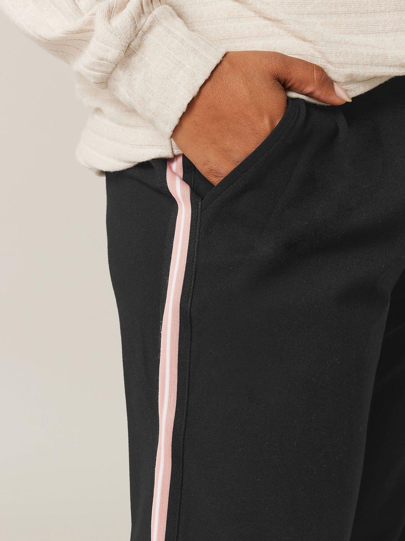 Image 4 of 4 of Evans Wide Leg Side Stripe Trouser - Black