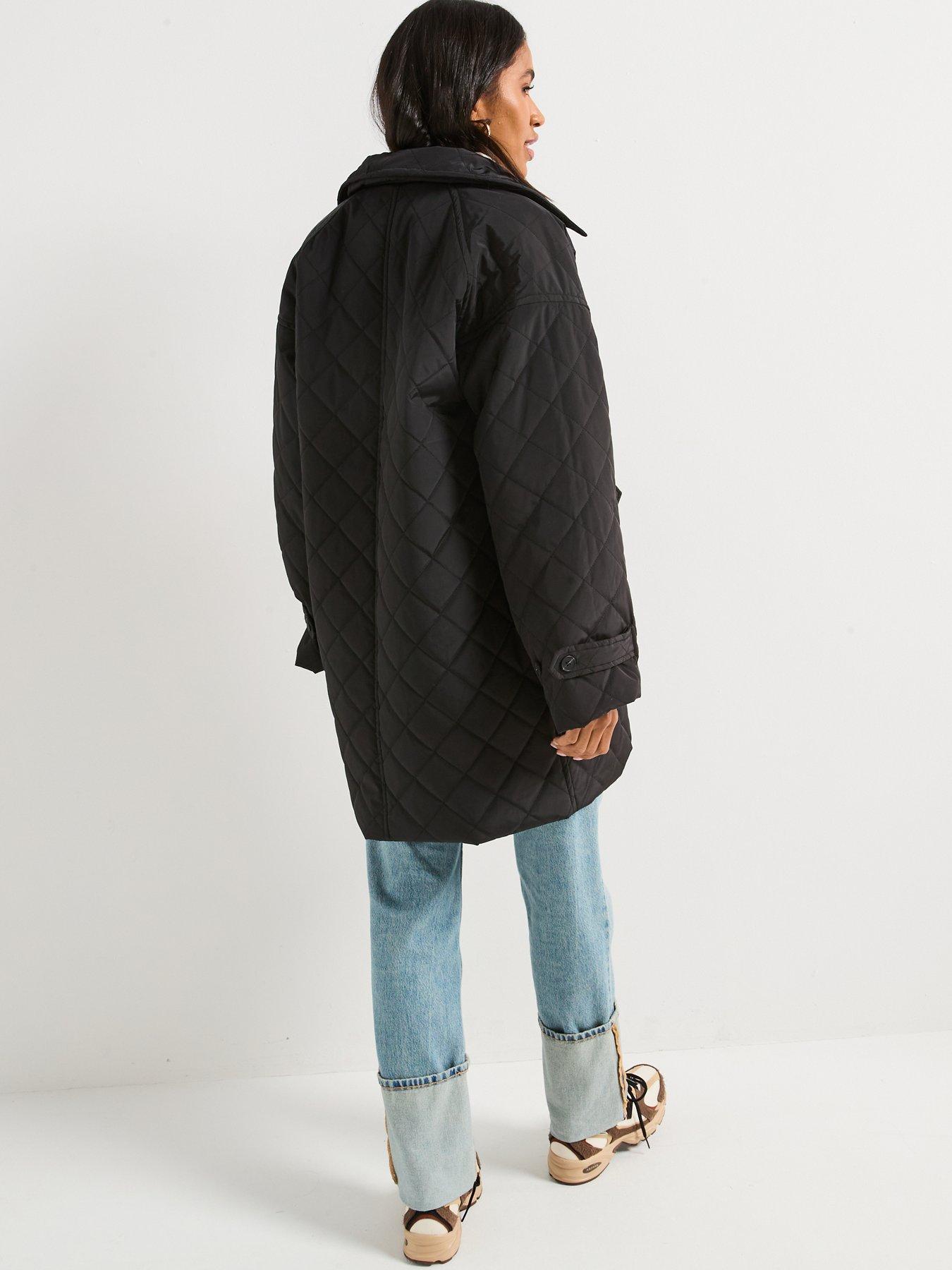  image of v-by-very-diamond-quilt-button-up-jacket-black