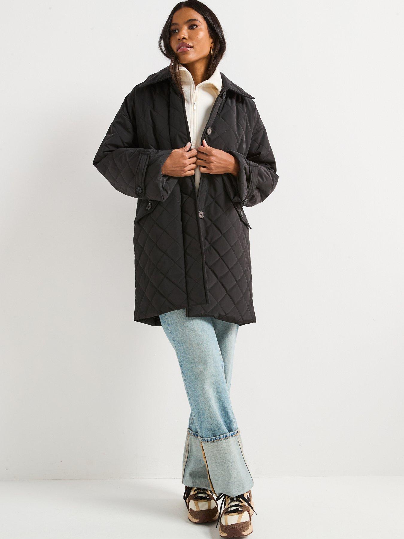  image of v-by-very-diamond-quilt-button-up-jacket-black