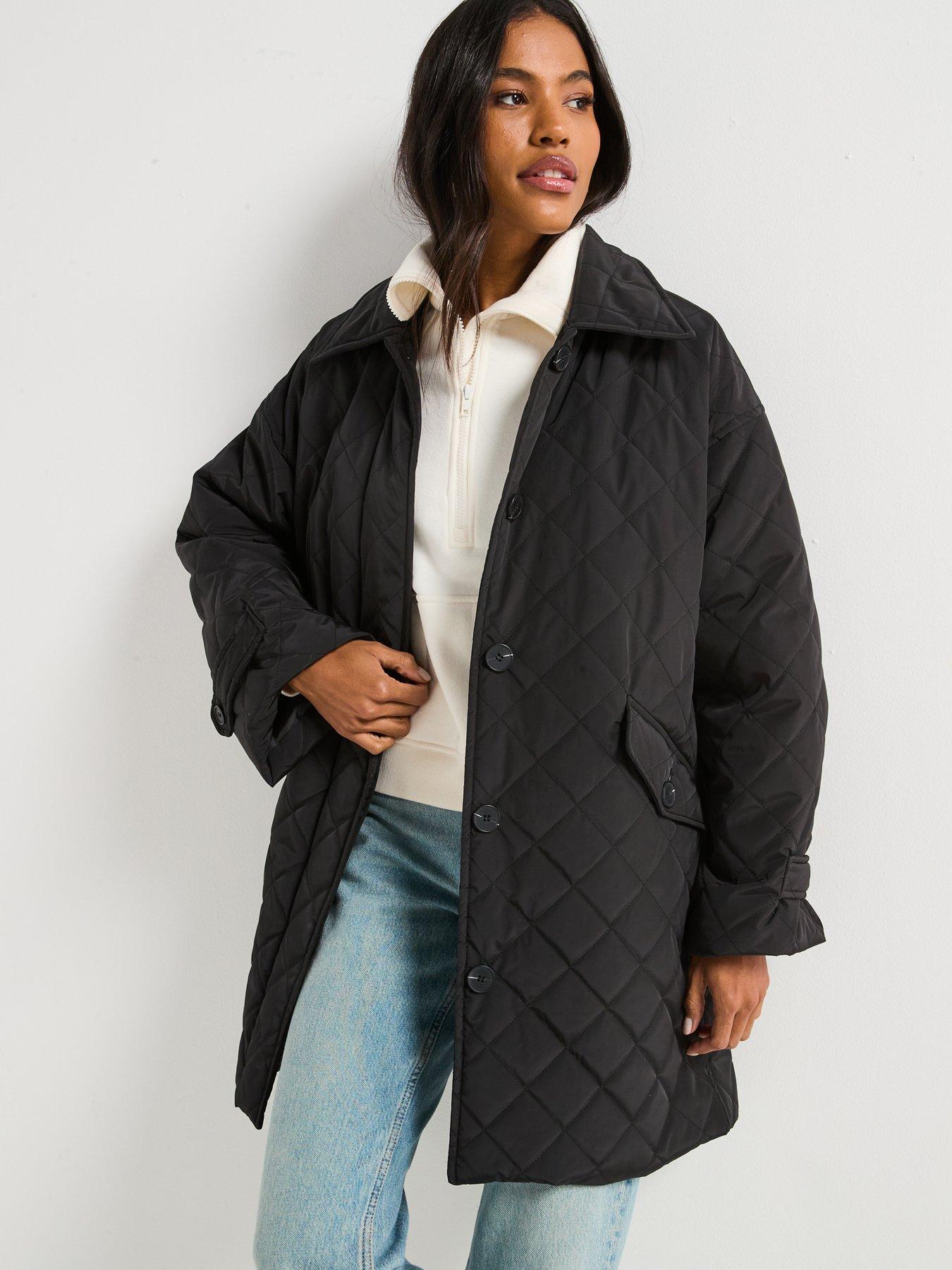  image of v-by-very-diamond-quilt-button-up-jacket-black
