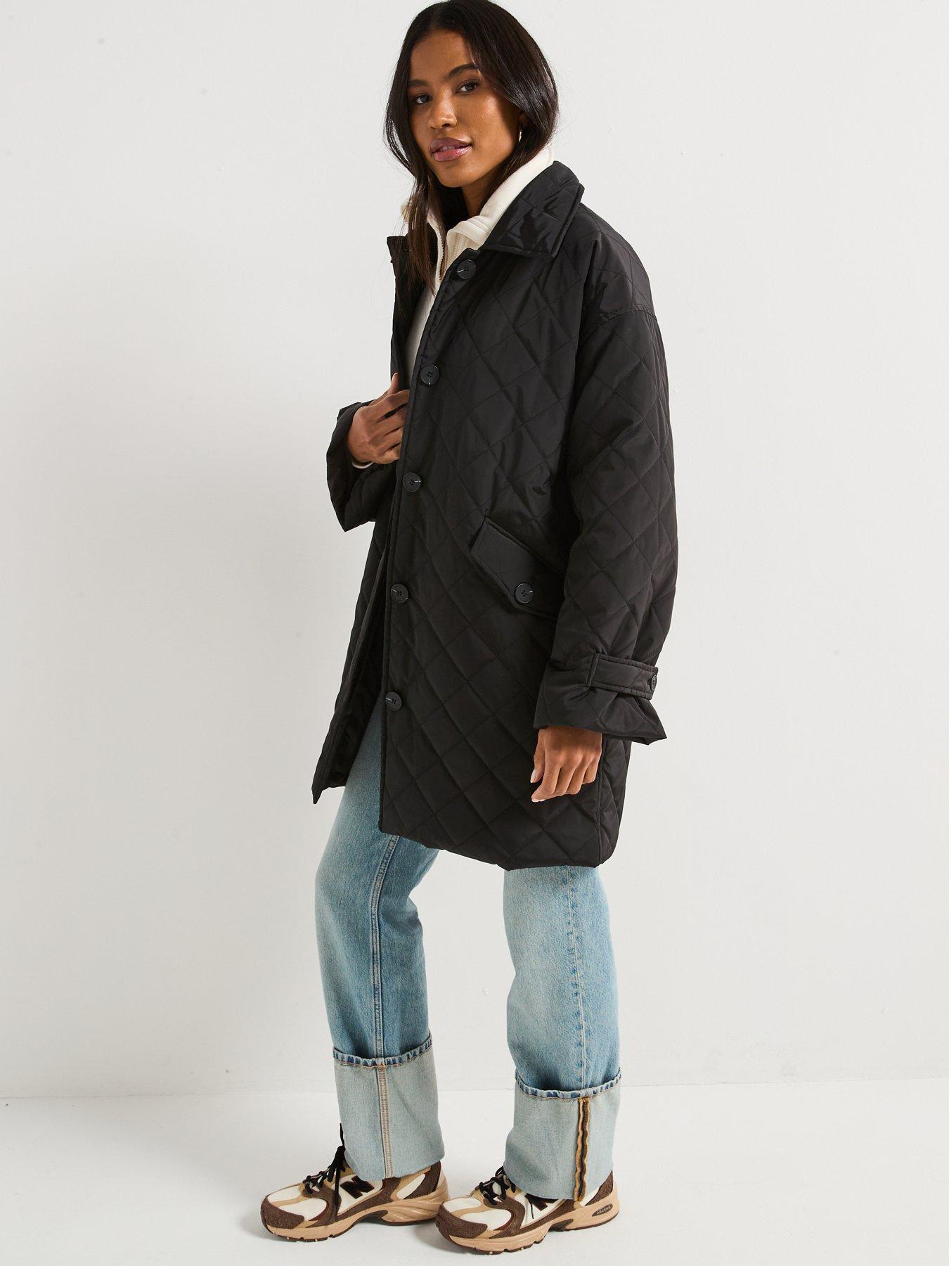  image of v-by-very-diamond-quilt-button-up-jacket-black