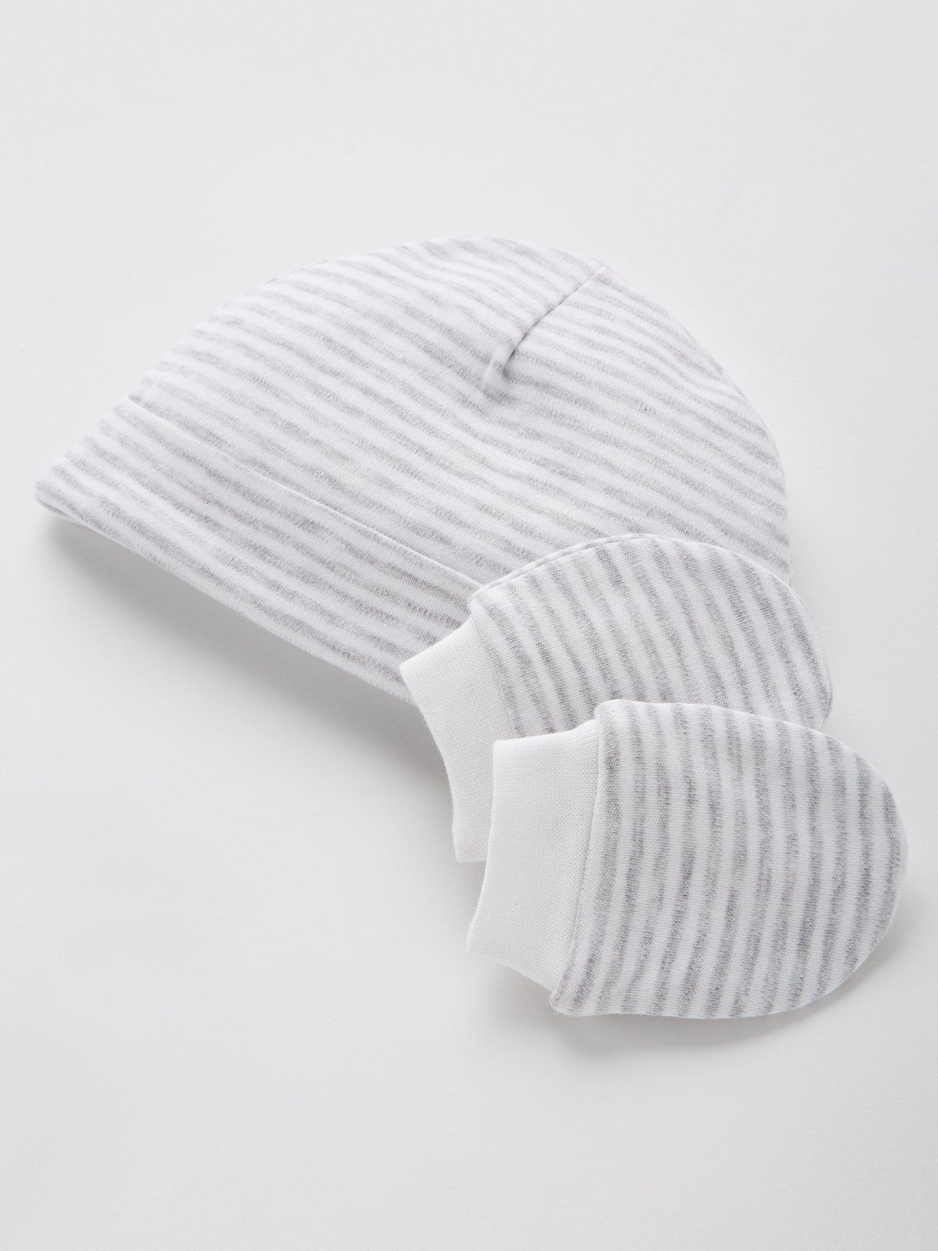 Image 2 of 5 of The Very Collection Baby Unisex 2 Pack Hat And Scratch Mitten Set - White
