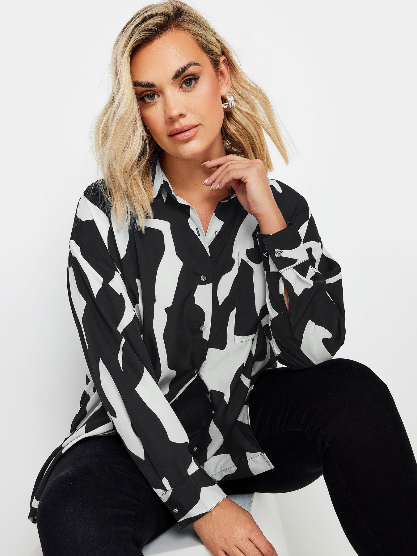 undefined Curve Abstract Oversized Shirt - Black