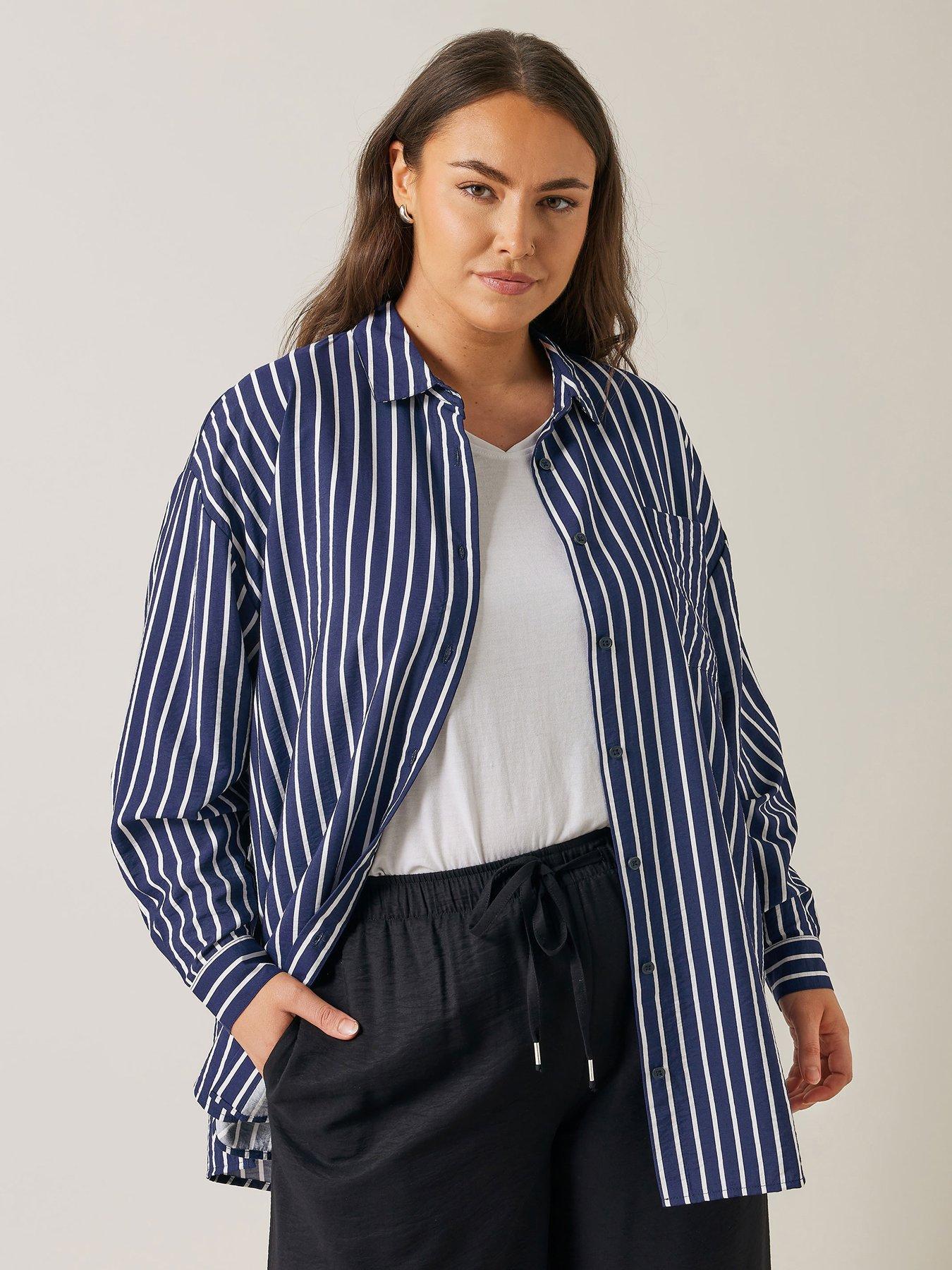  image of evans-stripe-girlfriend-shirt-navy