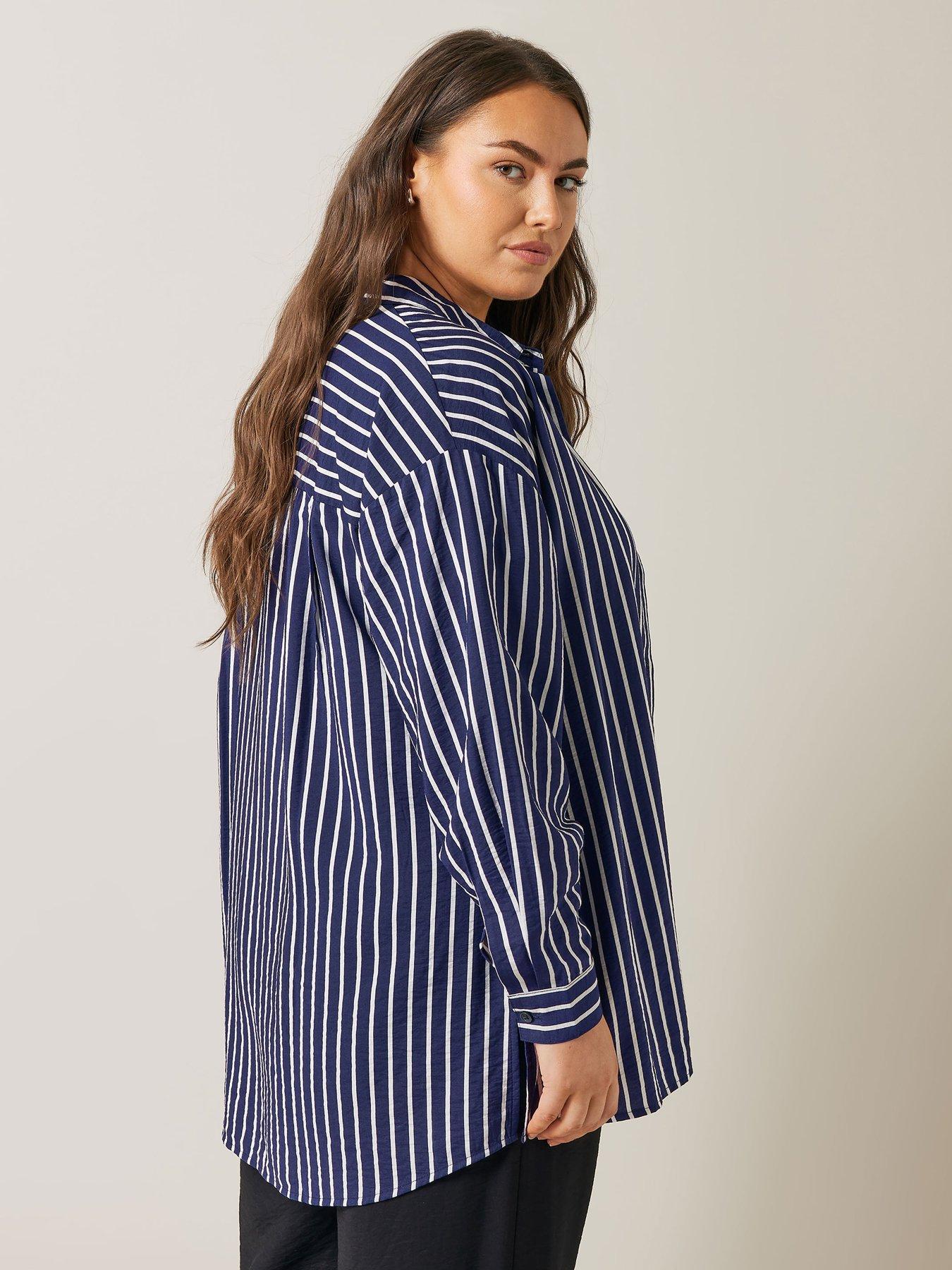  image of evans-stripe-girlfriend-shirt-navy