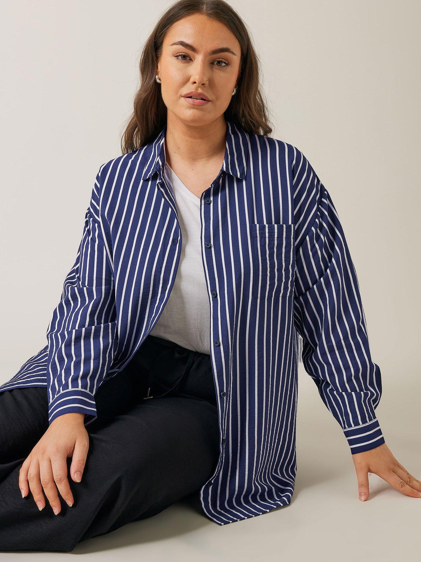 image of evans-stripe-girlfriend-shirt-navy