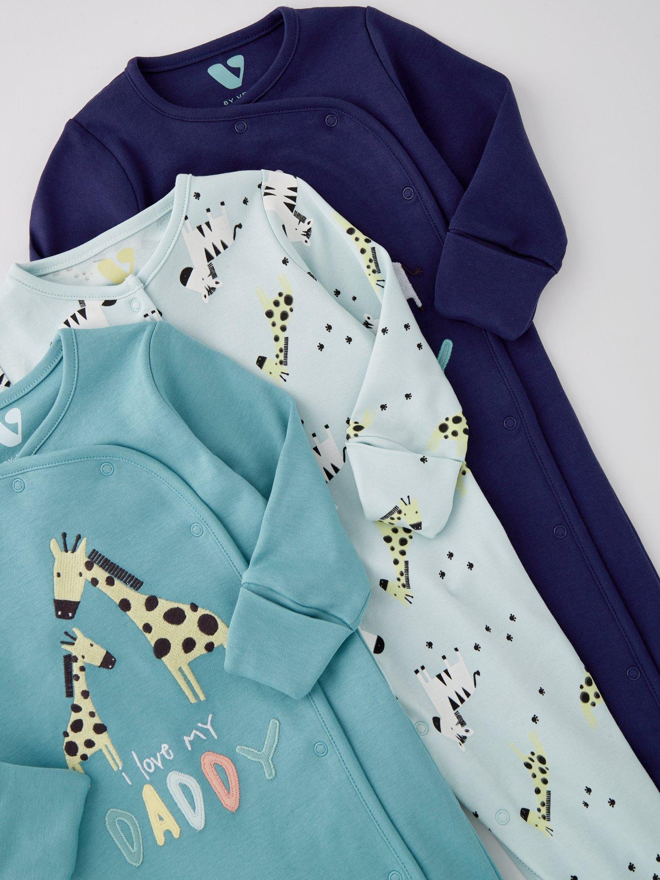  image of mini-v-by-very-baby-boy-3-pack-mummy-and-daddy-sleepsuits-multi