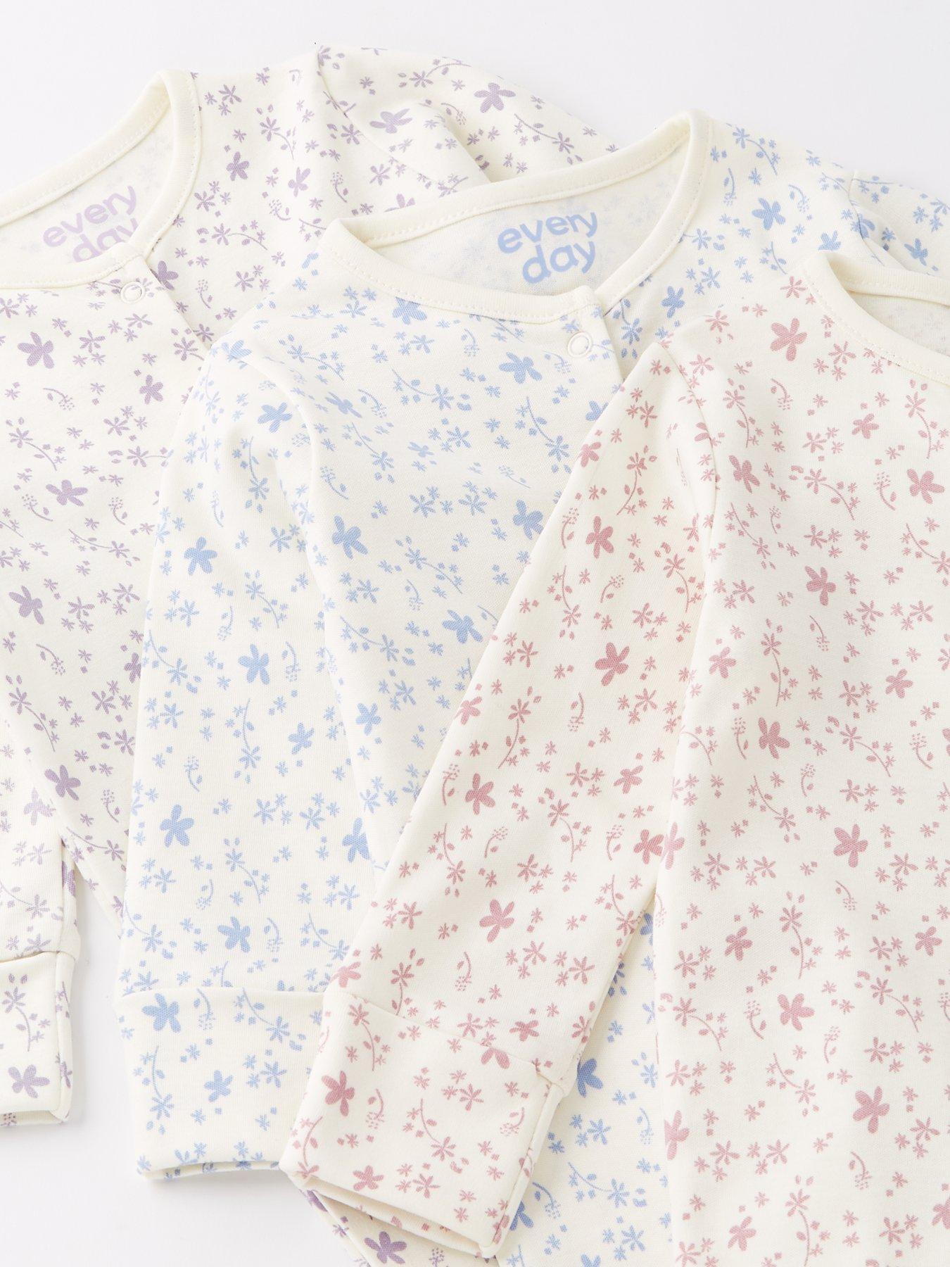  image of everyday-baby-girl-3-pack-multi-print-sleepsuits-multi