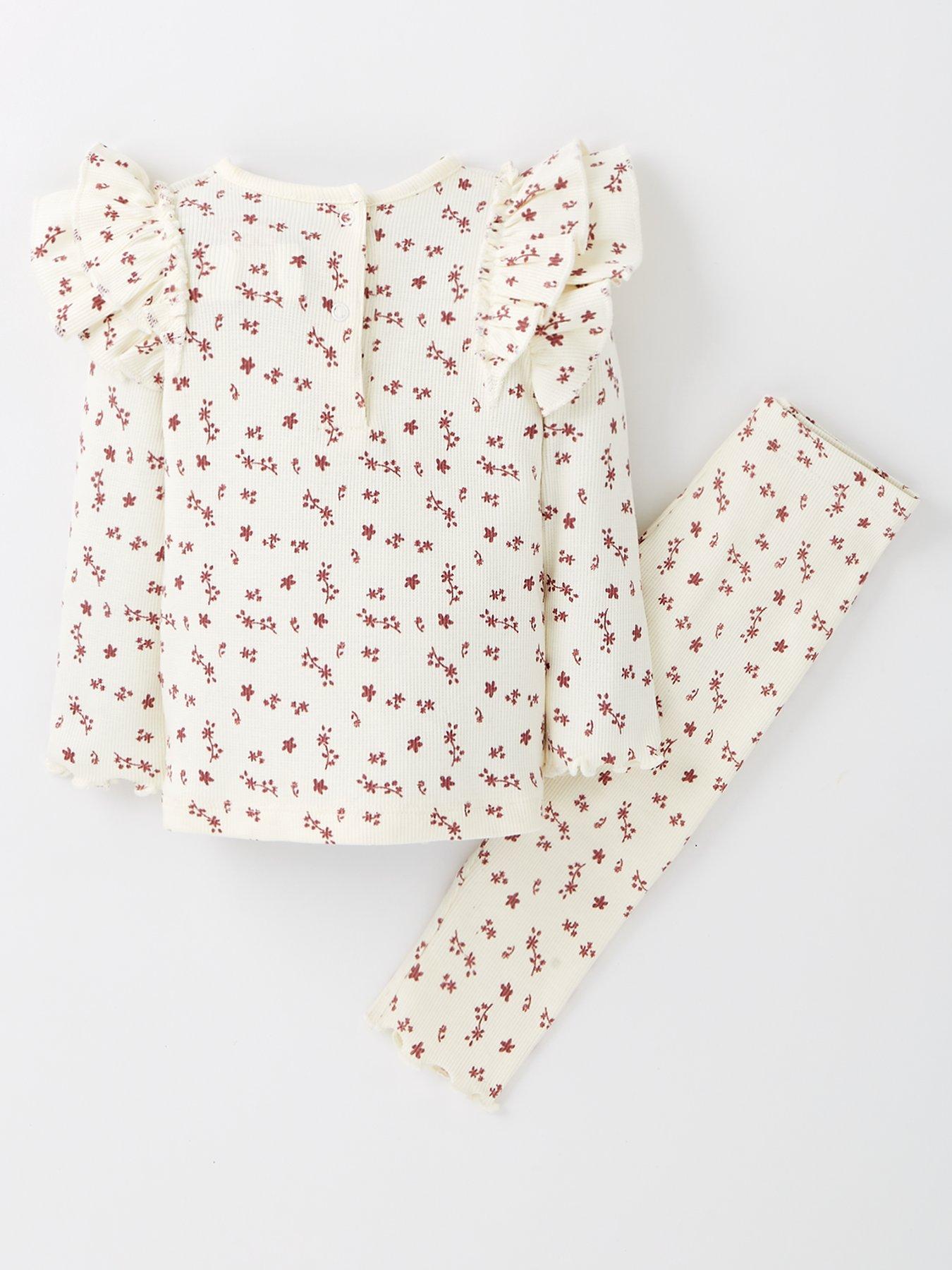  image of everyday-baby-girl-floral-rib-long-sleeve-t-shirt-and-legging-set-cream