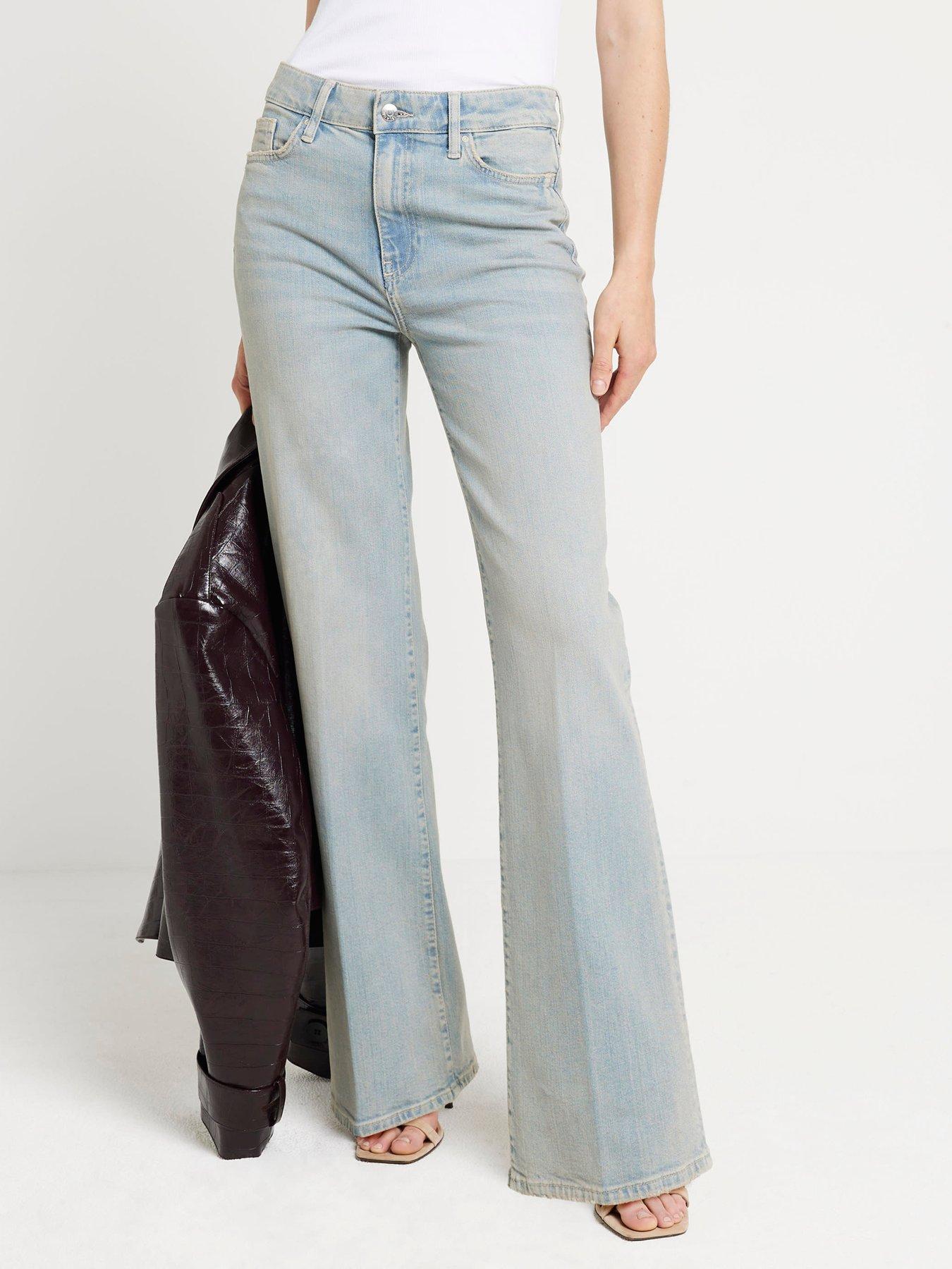 undefined High Rise Wide Leg Jeans - Blue