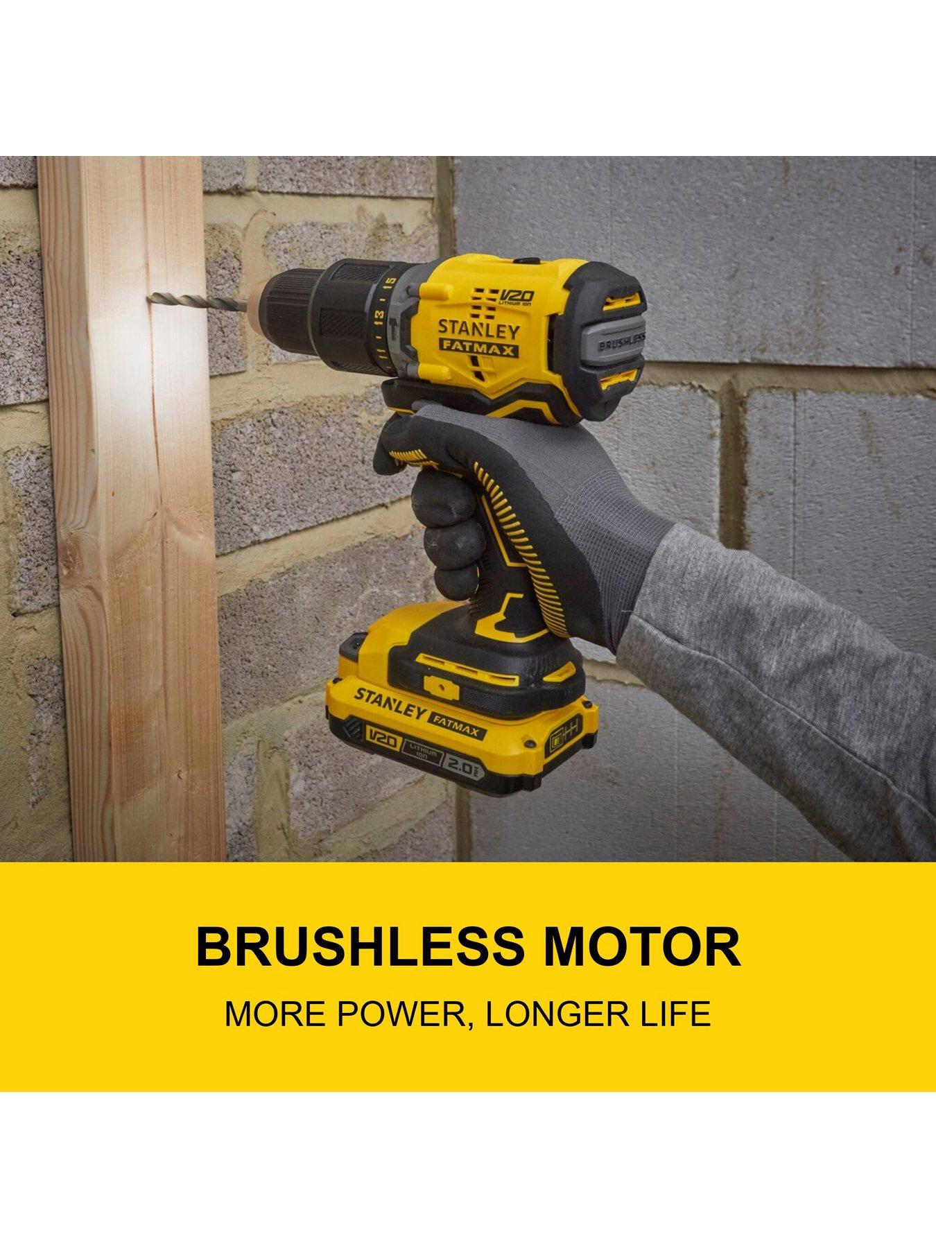 stillFront image of stanley-fatmax-stanley-fatmax-stanley-fatmax-18v-v20-cordless-brushless-hammer-drill-1-x-20ah-battery-100-accessories