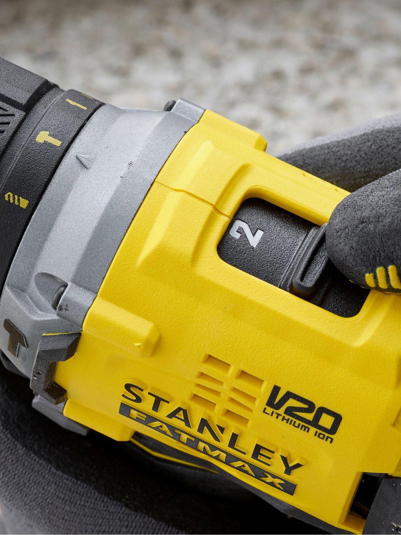  image of stanley-fatmax-stanley-fatmax-stanley-fatmax-18v-v20-cordless-brushless-hammer-drill-1-x-20ah-battery-100-accessories