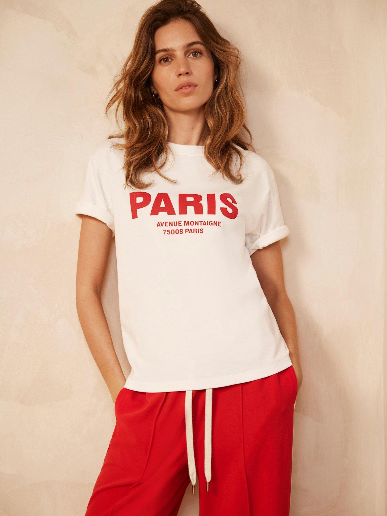 undefined Red Paris Slogan T-shirt