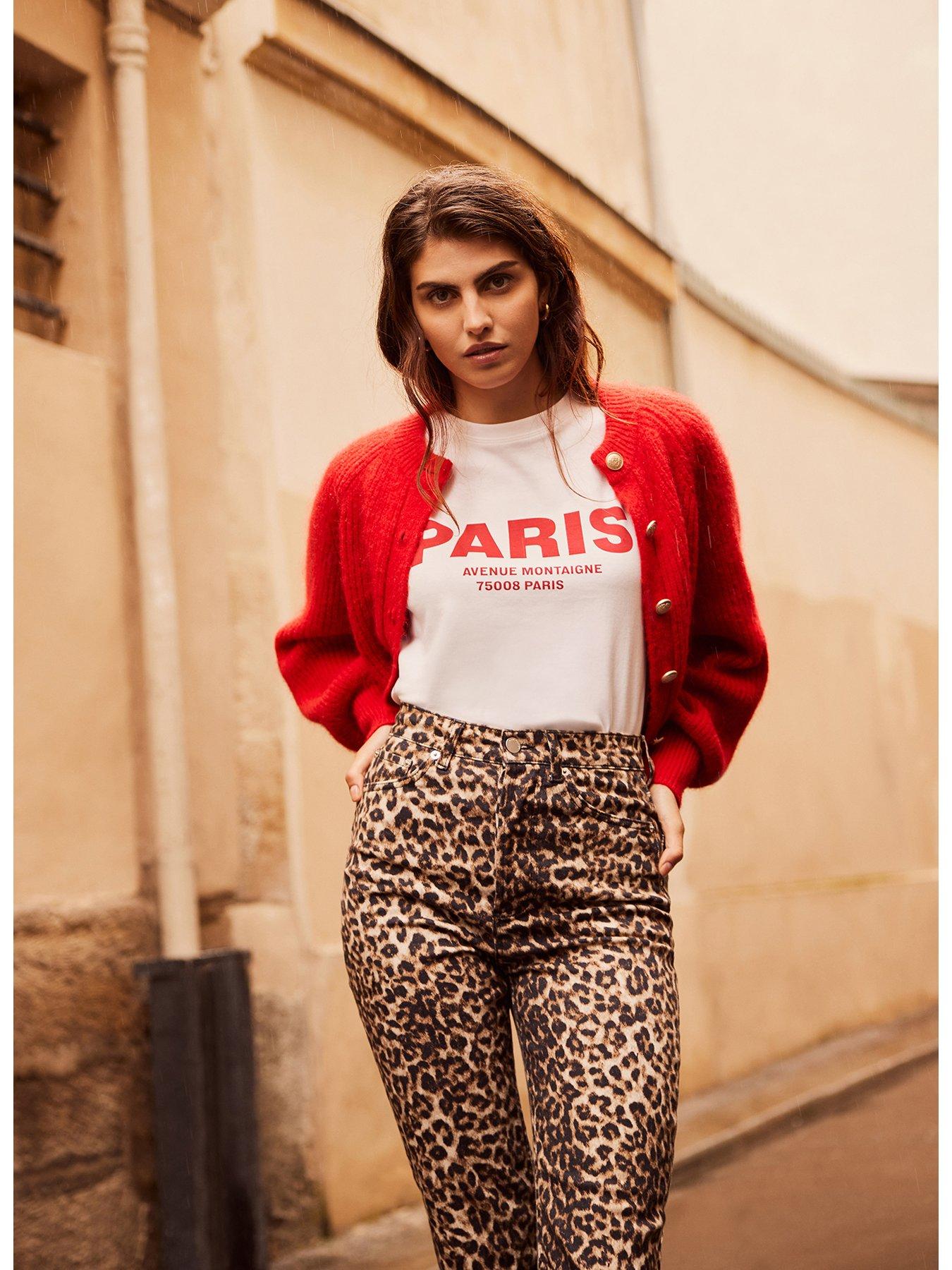 Red Paris Slogan T shirt