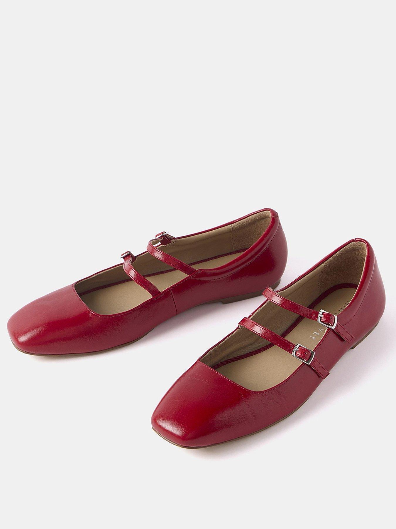  image of mint-velvet-mj-red-leather-ballet-pumps