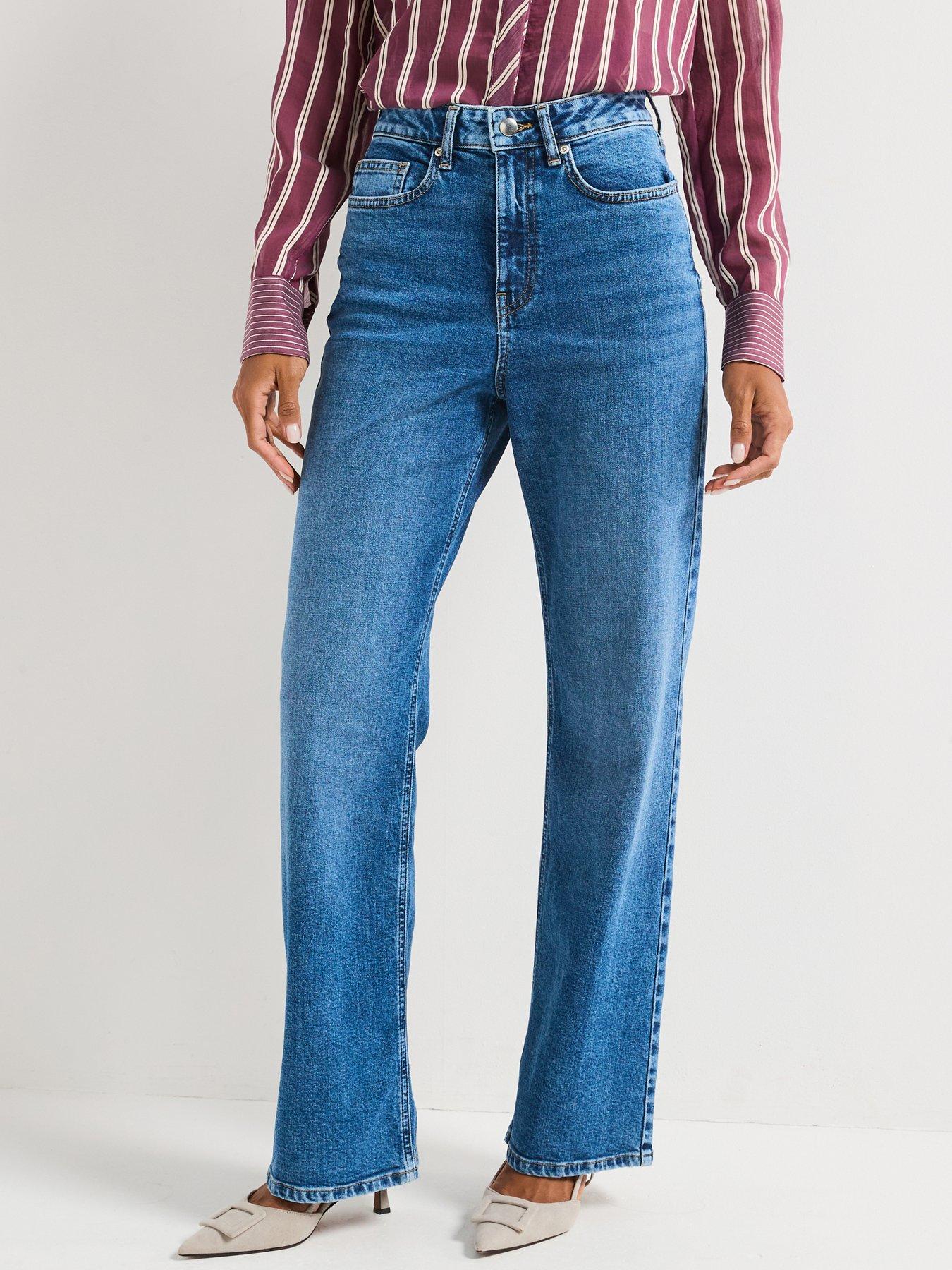 V by Very Comfort Stretch Wide Leg Jeans  - Mid Wash