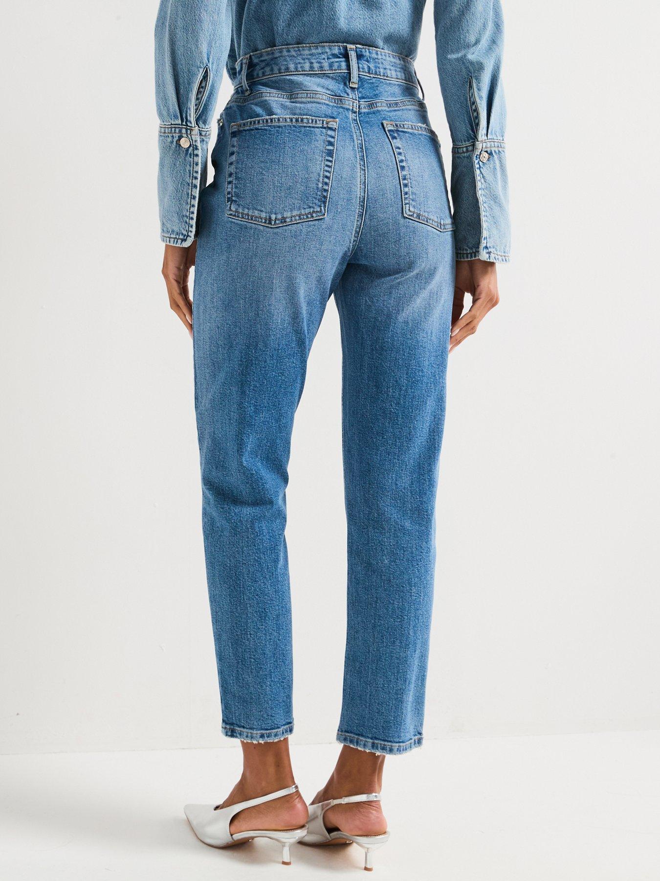 Image 2 of 6 of Everyday Comfort Girlfriend Straight Leg Jeans - Mid Wash