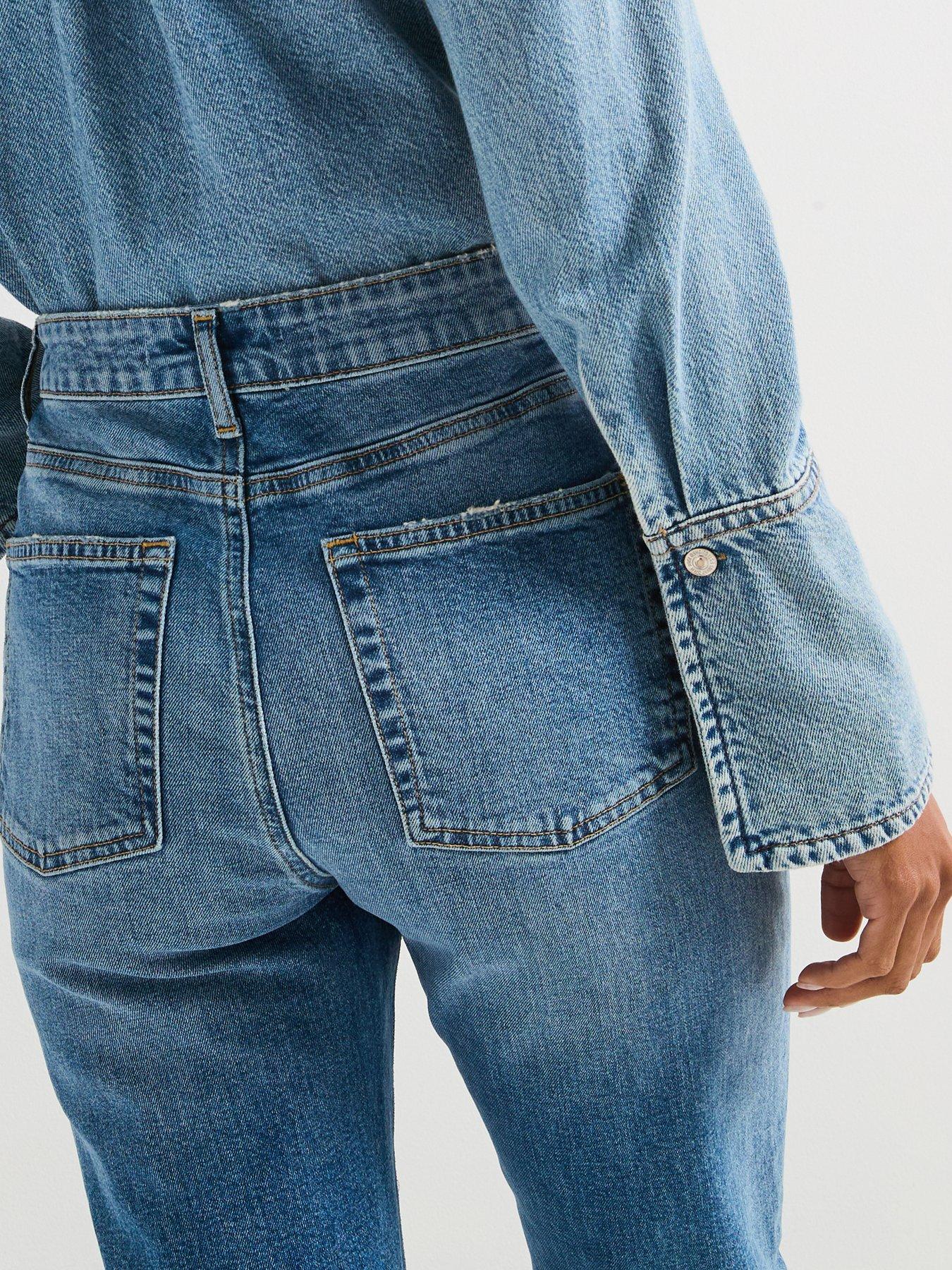 Image 4 of 6 of Everyday Comfort Girlfriend Straight Leg Jeans - Mid Wash