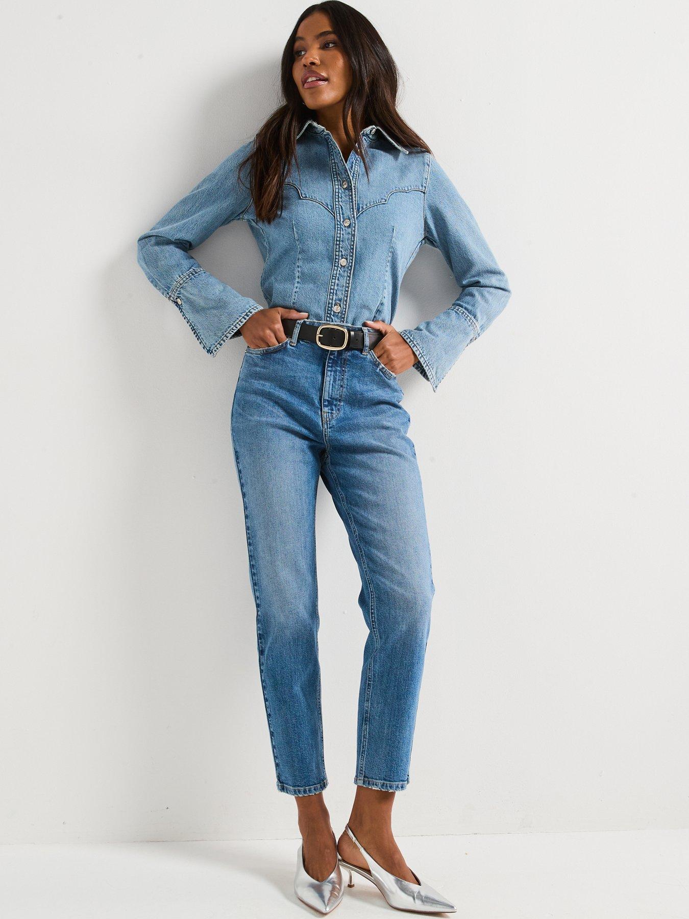 Image 6 of 6 of Everyday Comfort Girlfriend Straight Leg Jeans - Mid Wash
