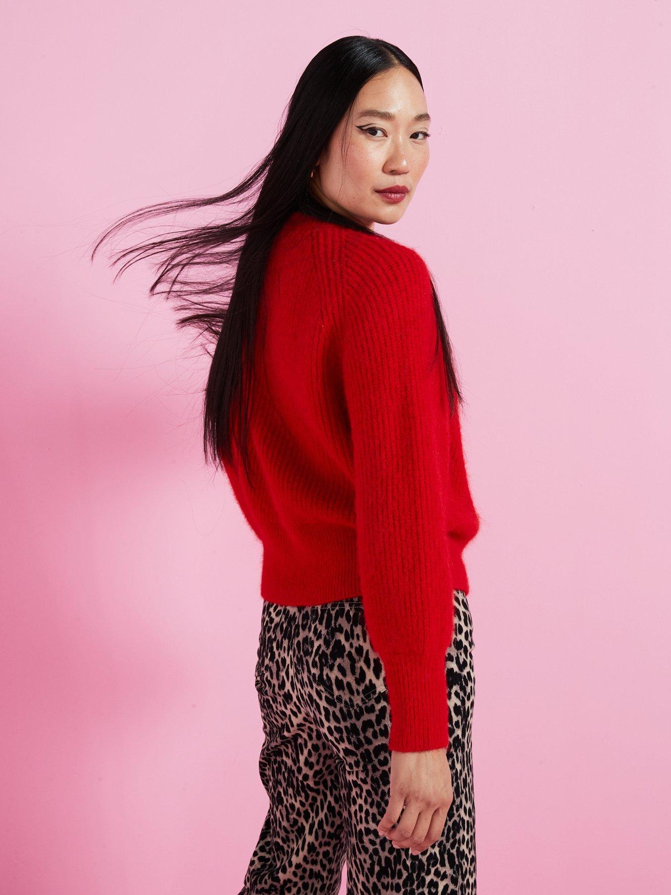  image of mint-velvet-knittednbspwool-blend-cardigan-red