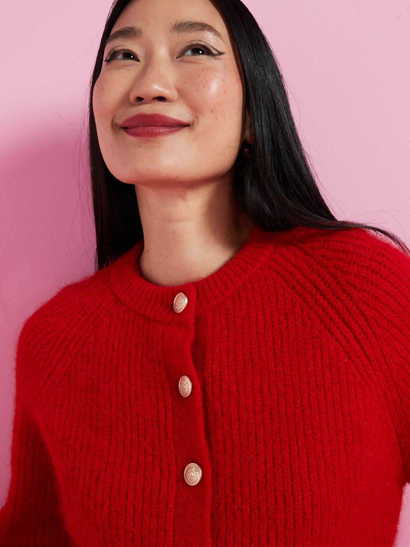  image of mint-velvet-knittednbspwool-blend-cardigan-red
