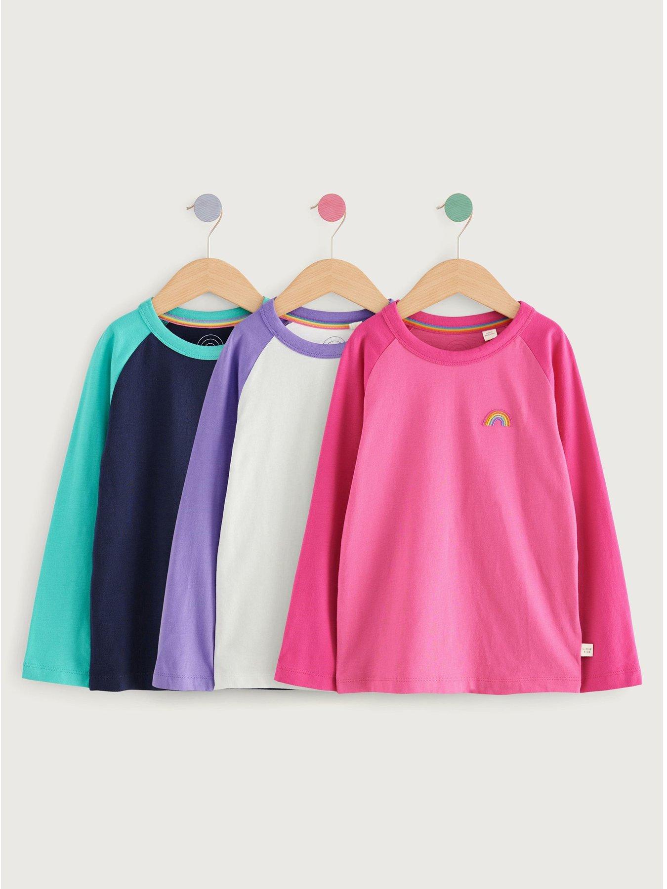undefined Girls 3 Pack Long Sleeve T-Shirt- Multi
