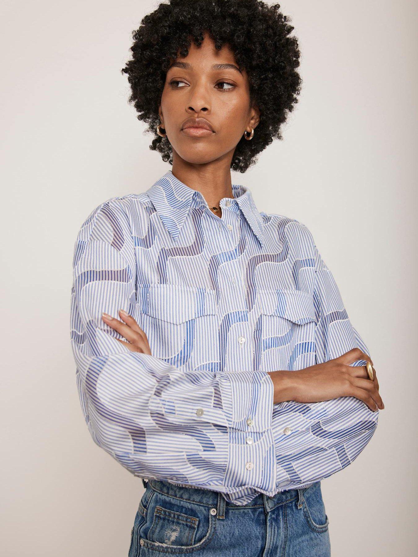 undefined Blue Stripe Jacquard Shirt