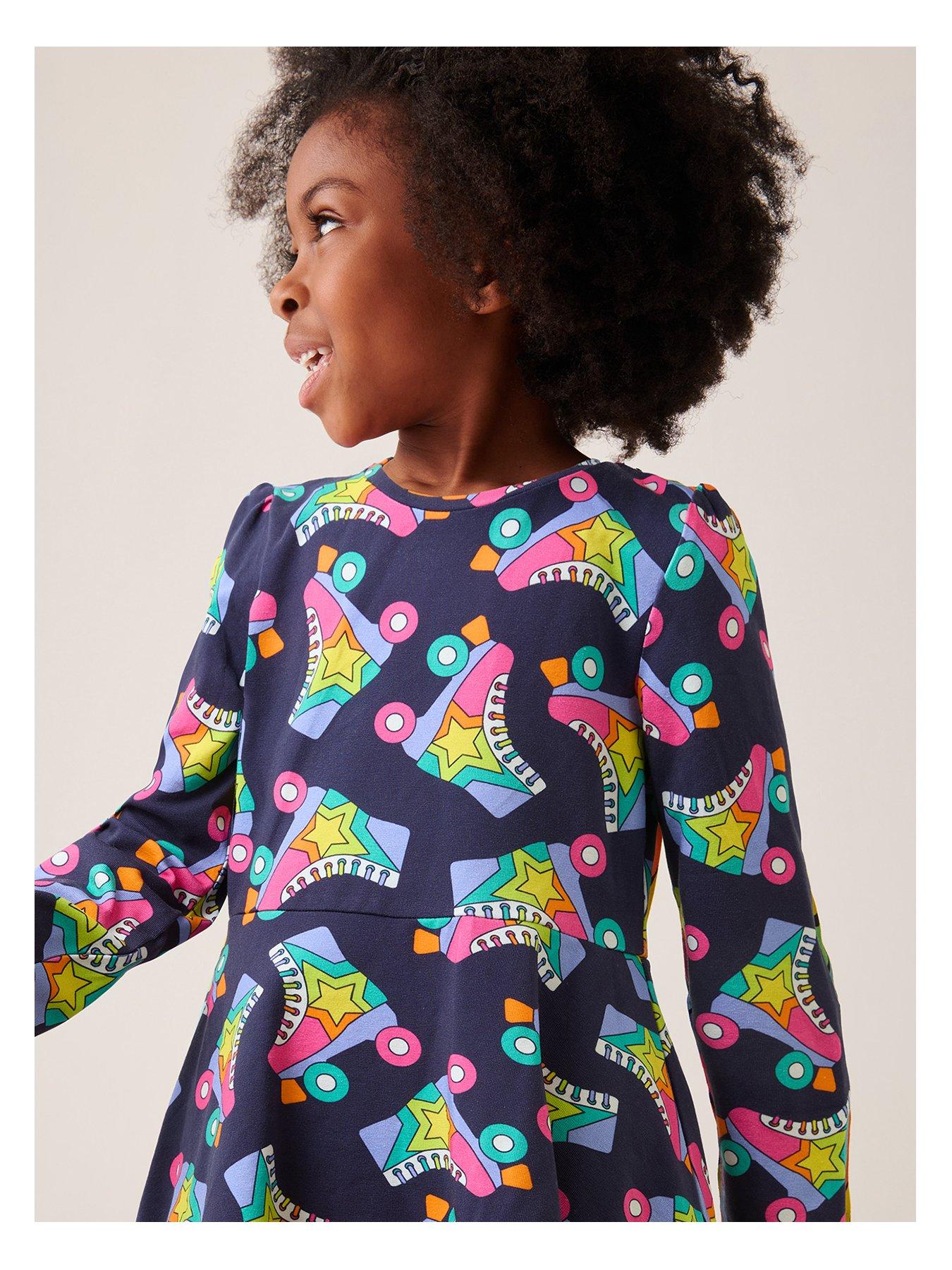 Image 3 of 5 of Little Bird Girls Roller Skater Sweat Dress - Navy