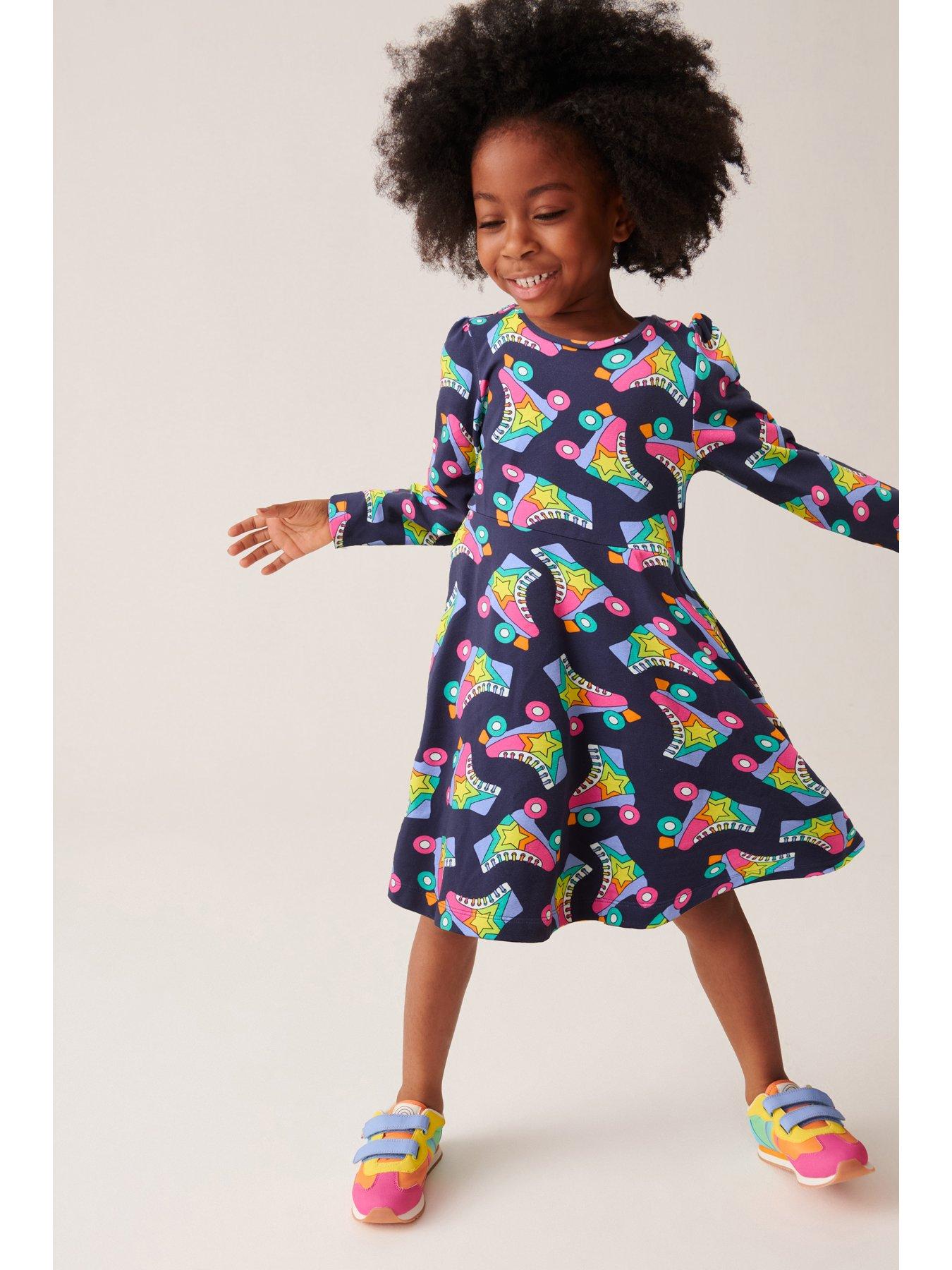 Image 4 of 5 of Little Bird Girls Roller Skater Sweat Dress - Navy