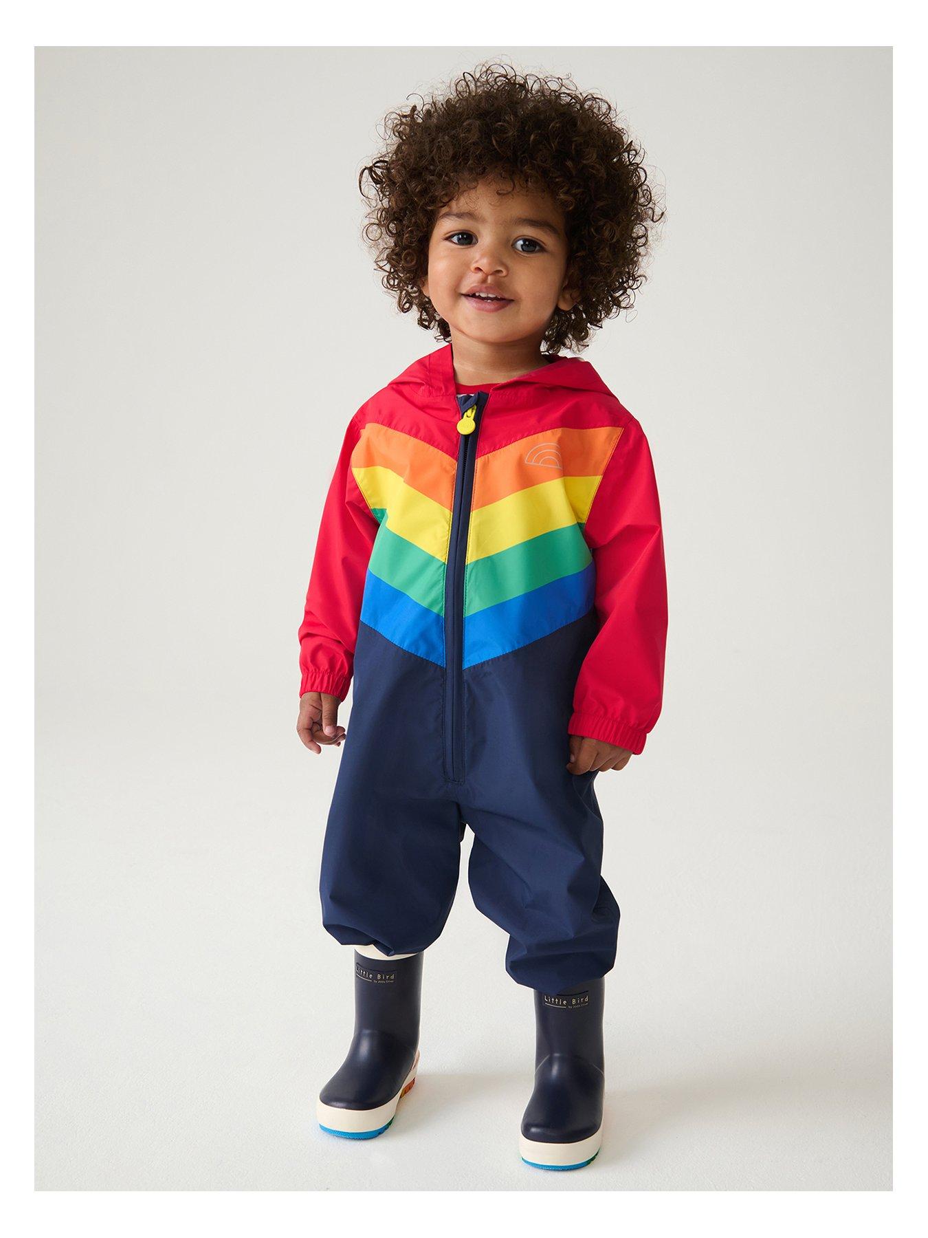 undefined Little BirdKids Chevron Rainbow Puddlesuit - Multi
