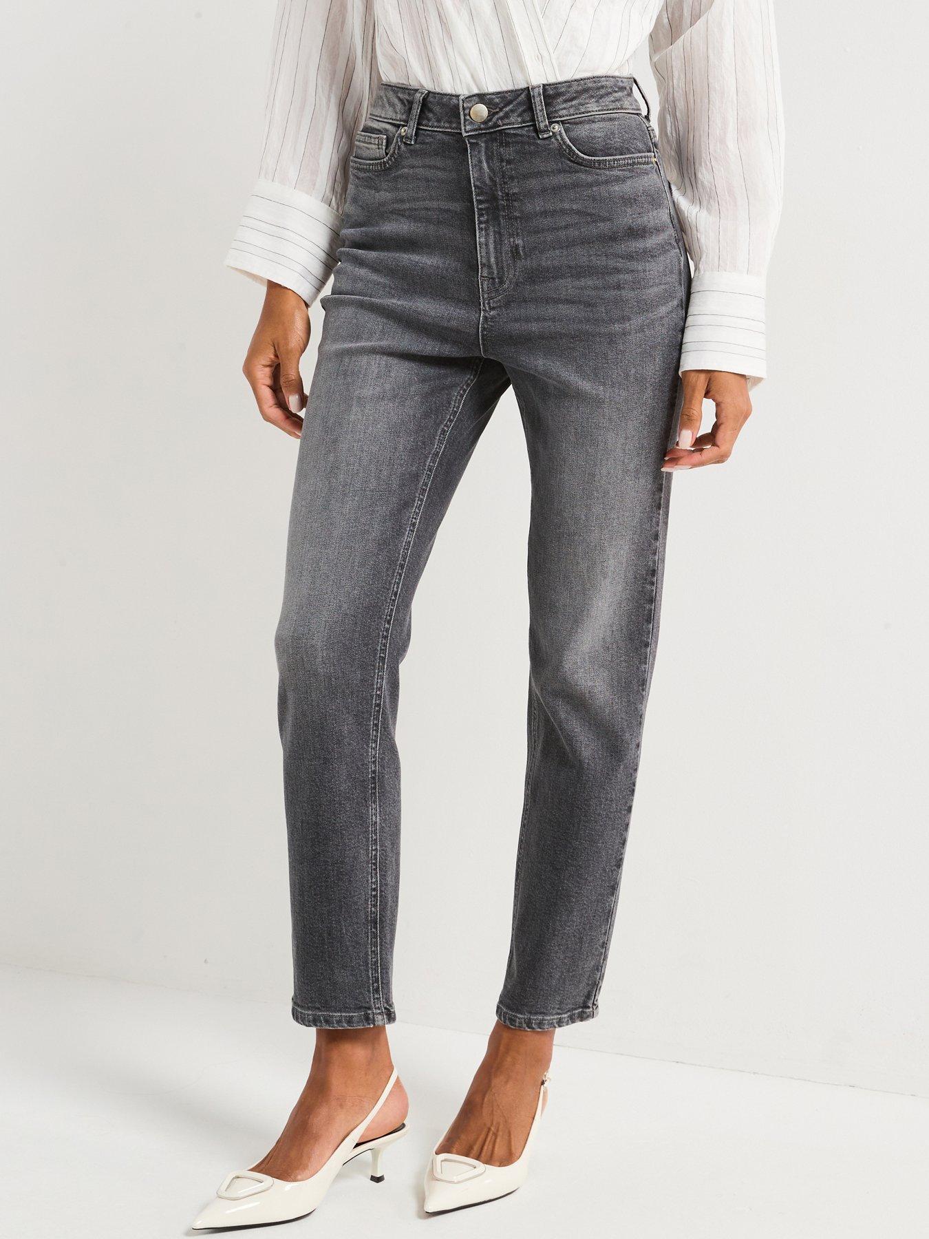 undefined Comfort Girlfriend Straight Leg Jeans - Grey