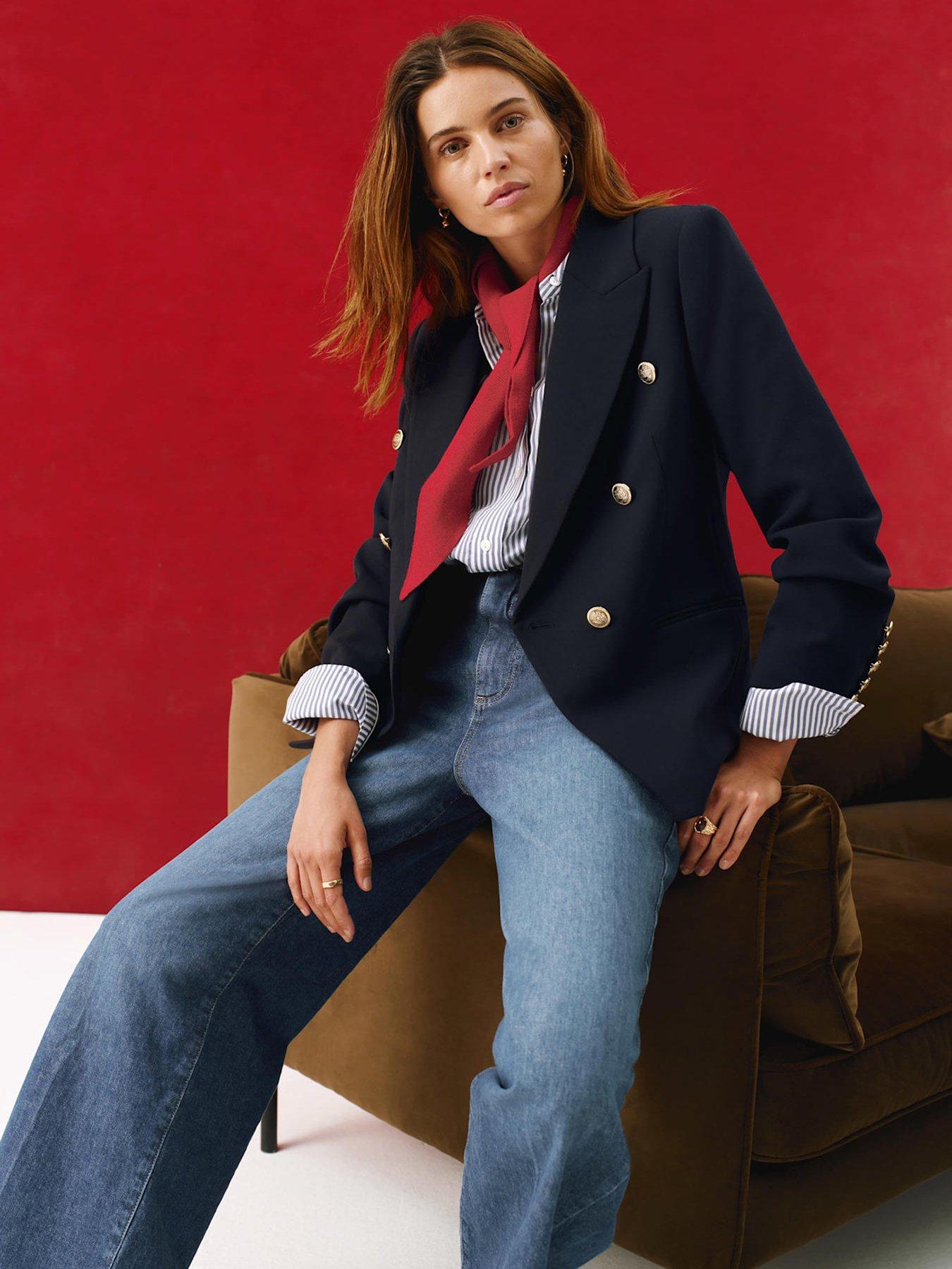 undefined Navy Double Breasted Blazer