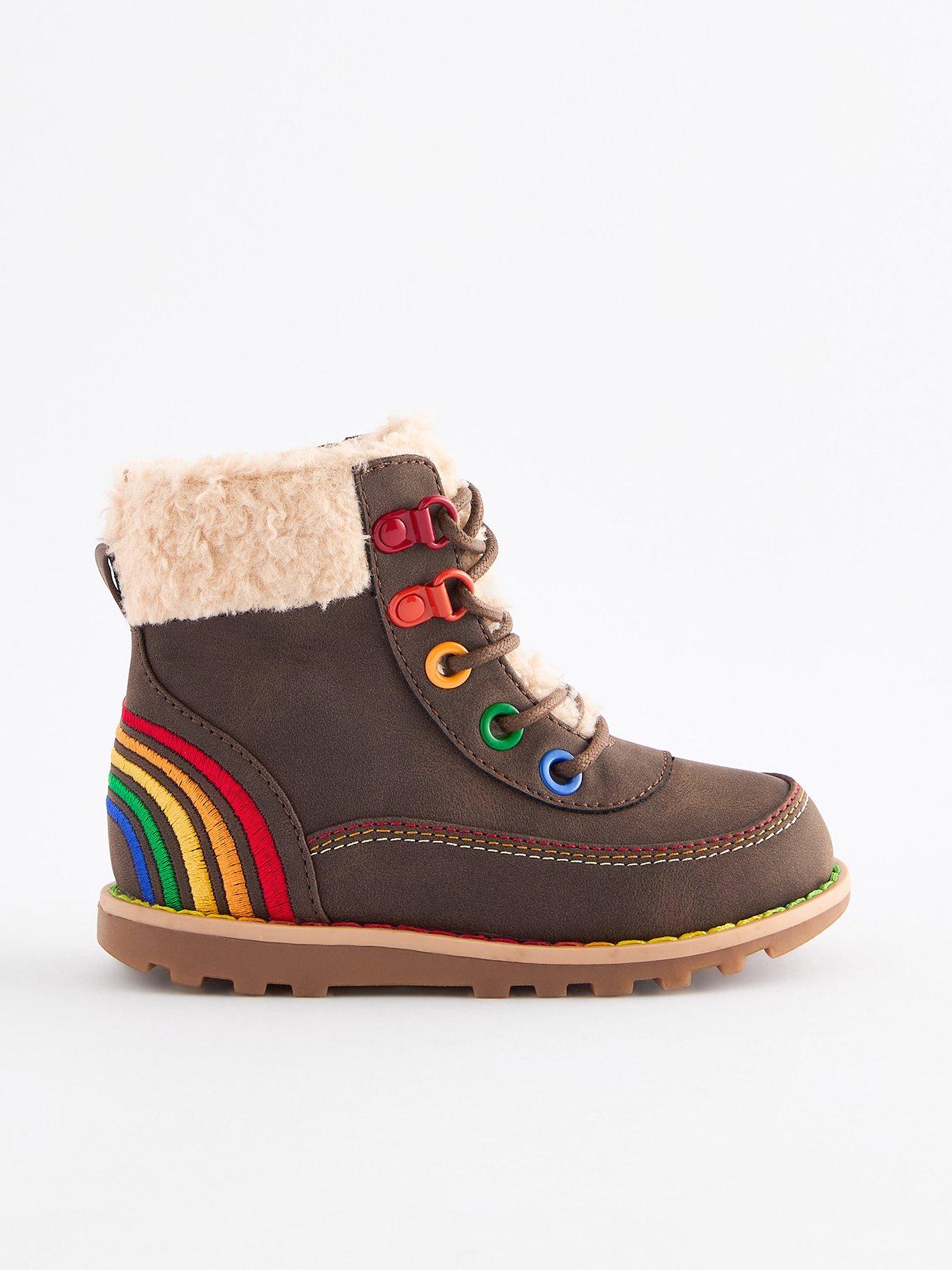 undefined Brown Rainbow Lace Up Hiker Boot
