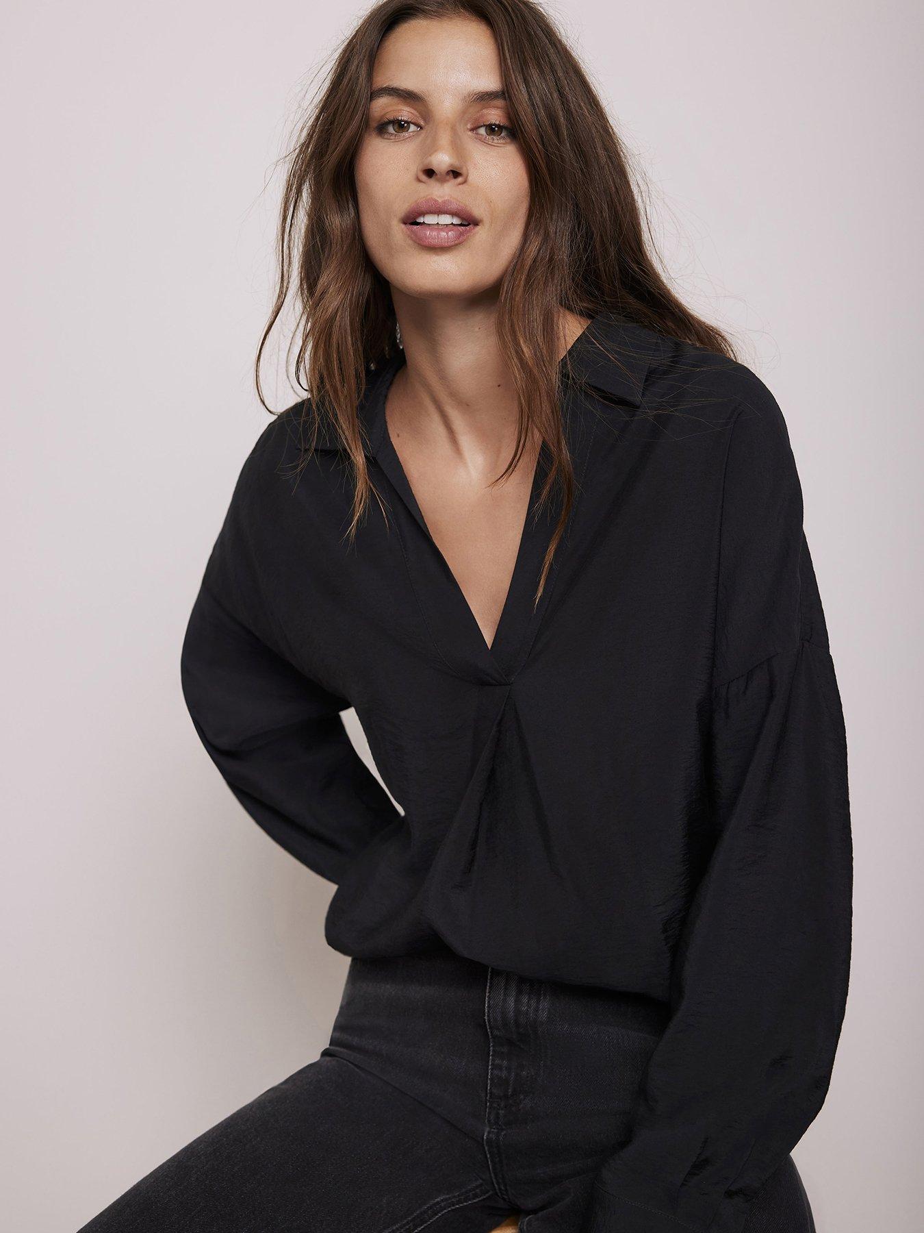  image of mint-velvet-black-long-sleeved-shirt
