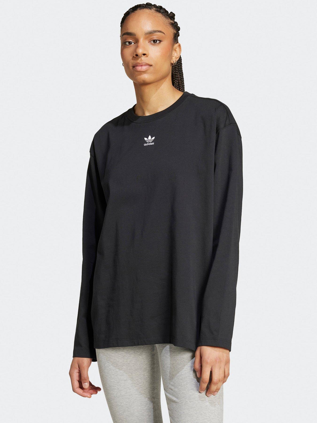 adidas Originals Womens 3 Stripe Longsleeve Tee Black littlewoods