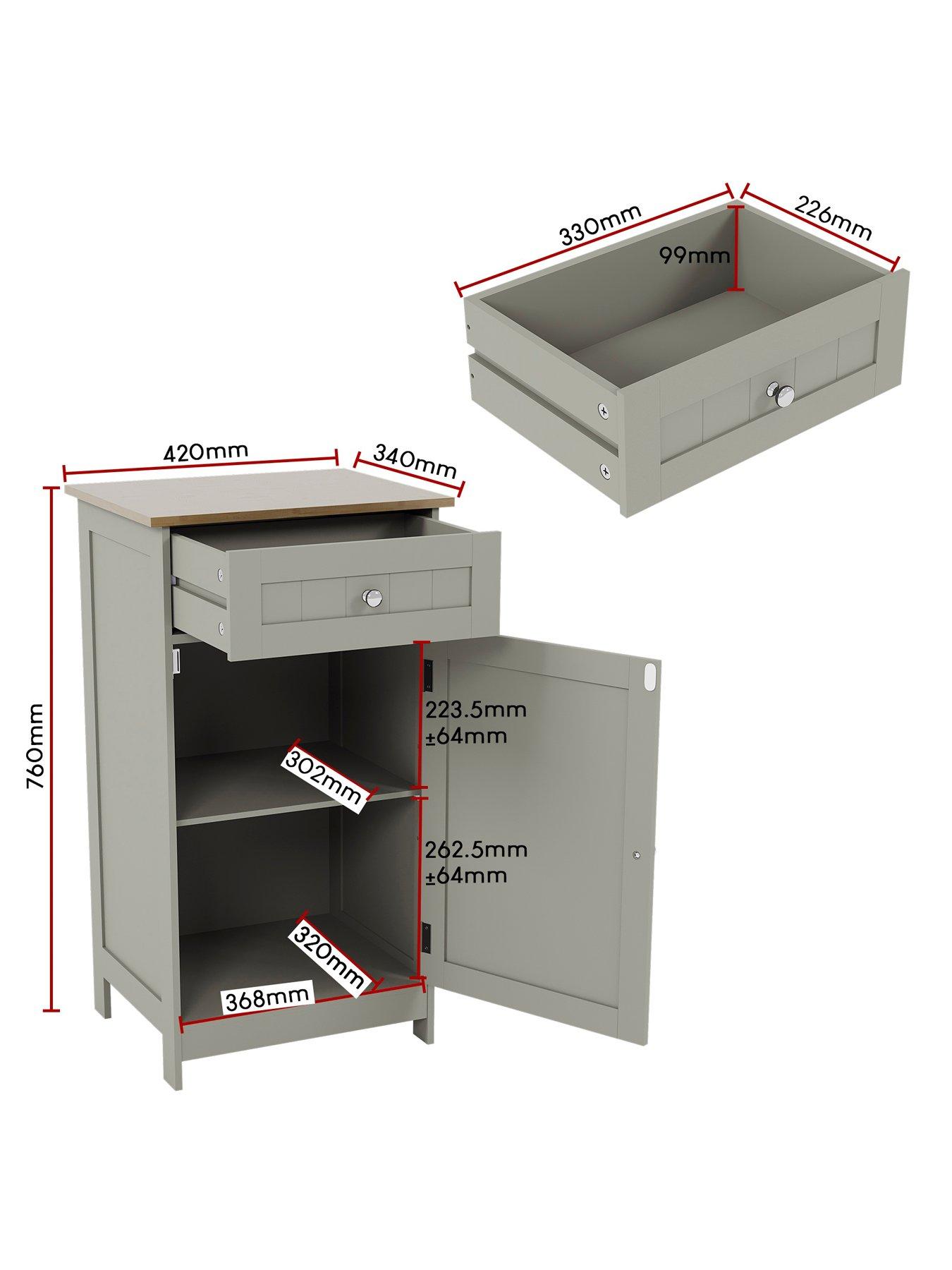 Image 7 of 7 of Bath Vida Priano 1 Door 1 Drawer Freestanding Cabinet
