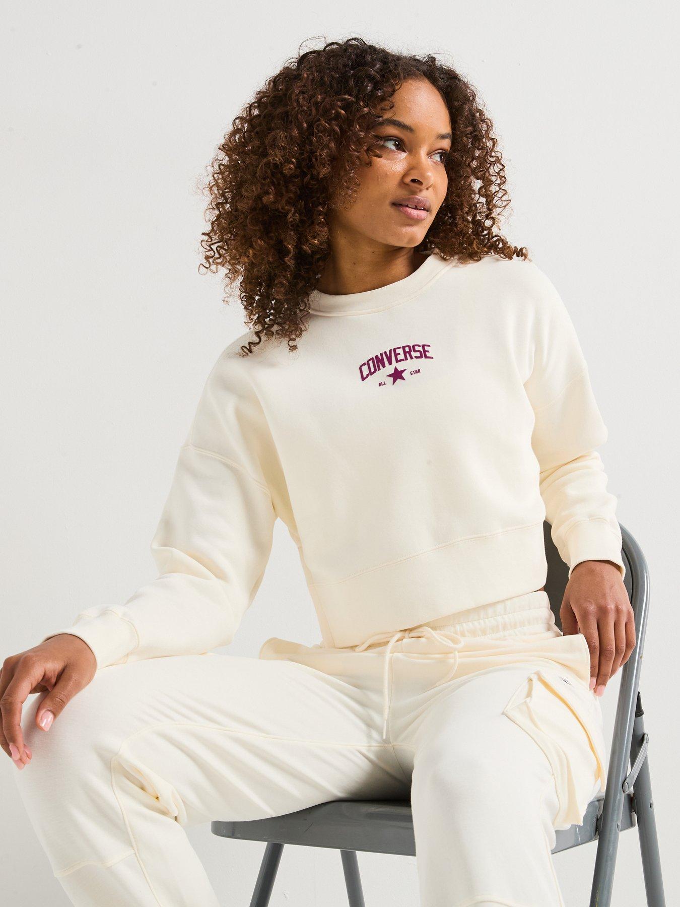 Image 4 of 6 of Converse Womens Crew Sweat - White