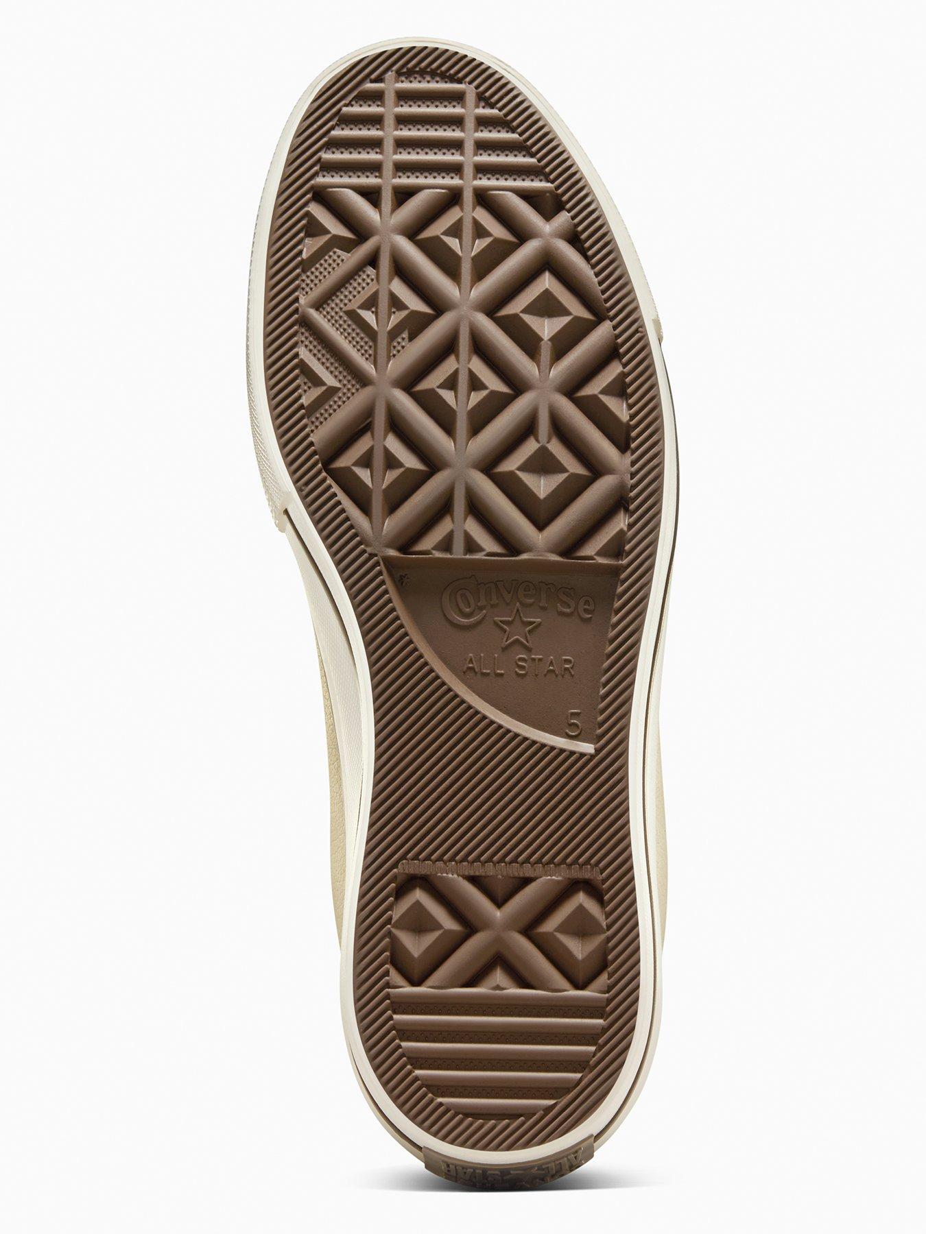  image of converse-womens-weatherized-leather-chuck-taylor-all-star-hi-top-lift-trainers-beige