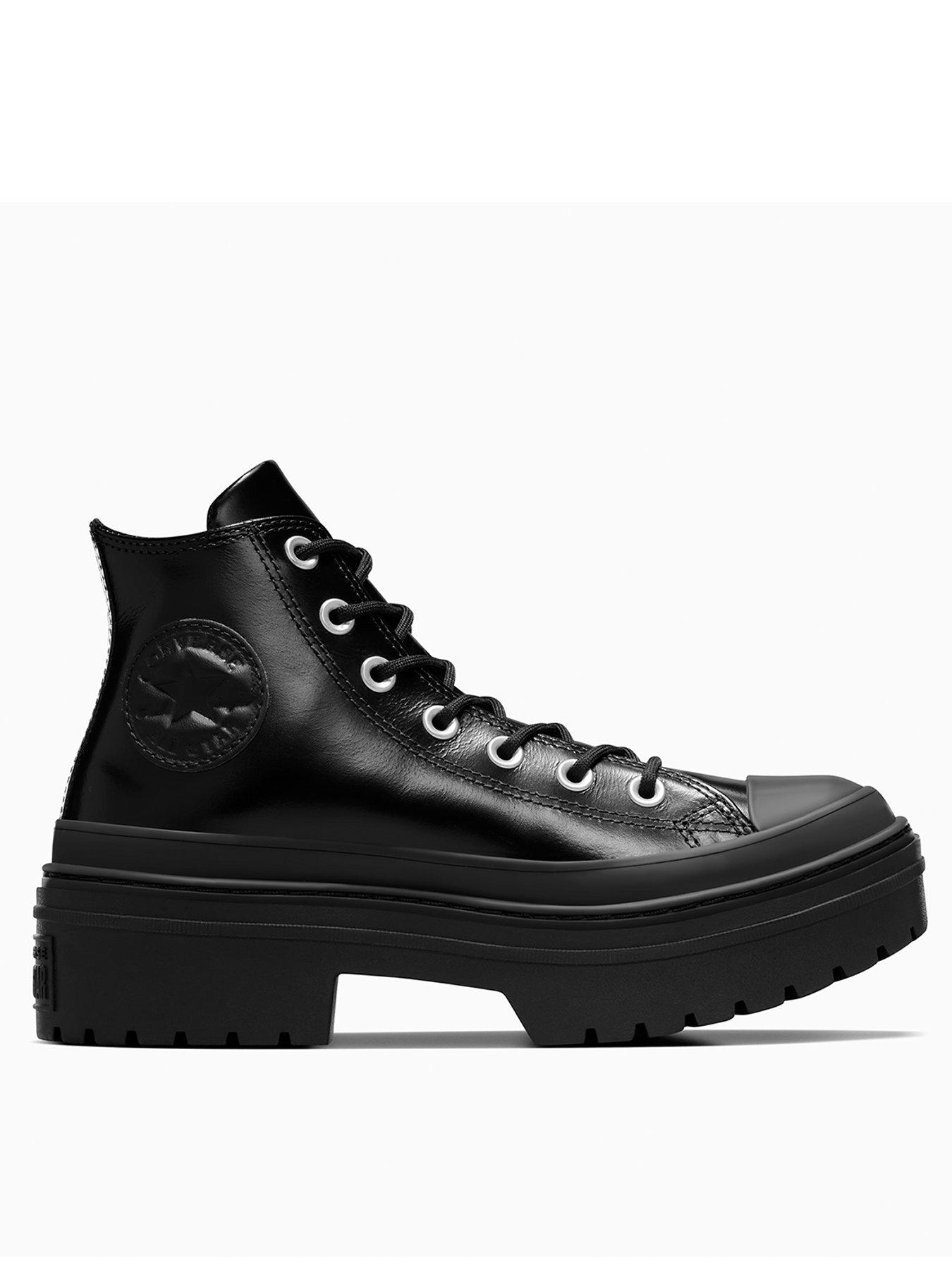  image of converse-womens-lux-chuck-taylor-all-star-lugged-heel-trainers-black