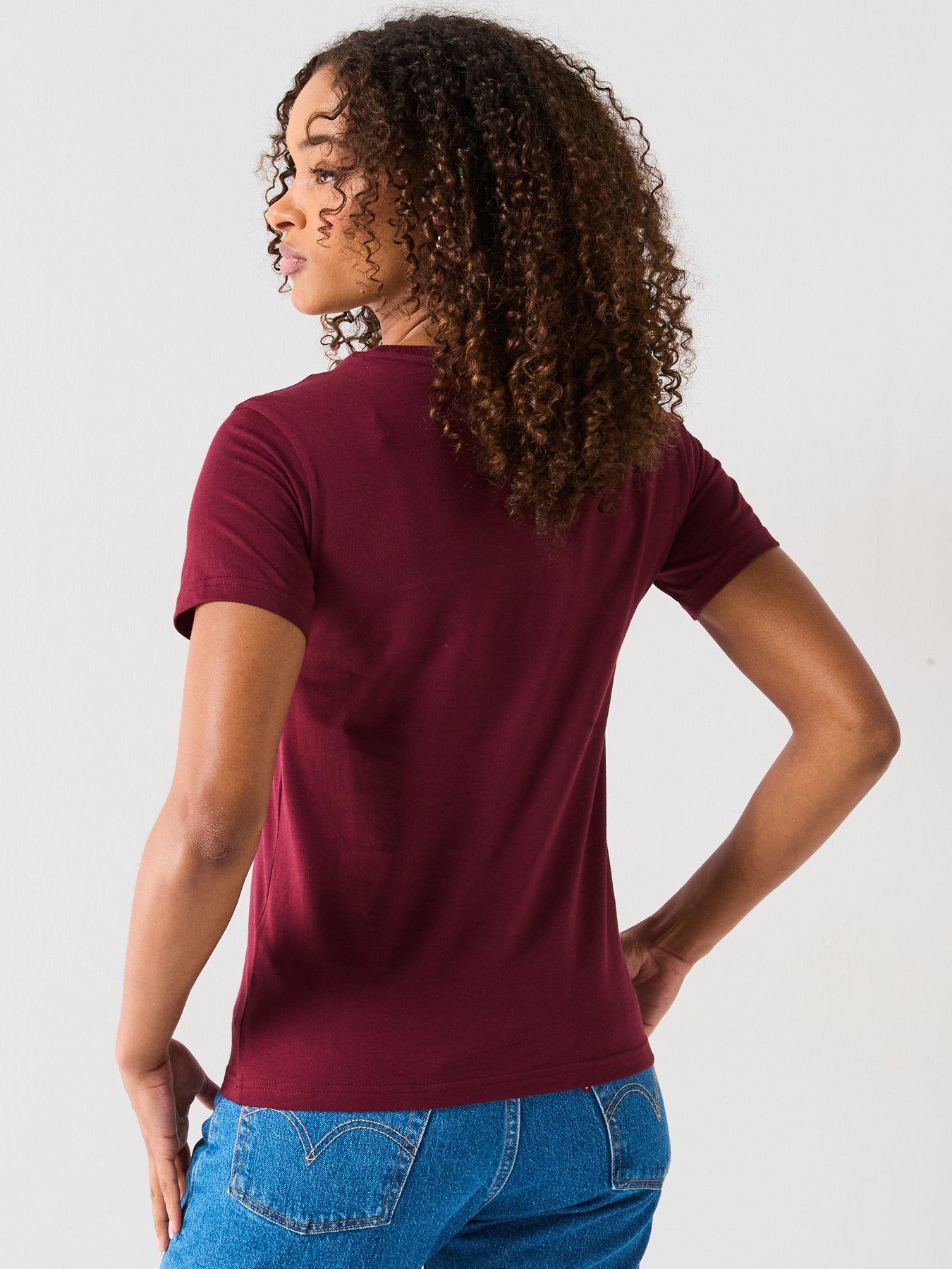 image of converse-womens-chuck-patch-glitter-tee-maroon
