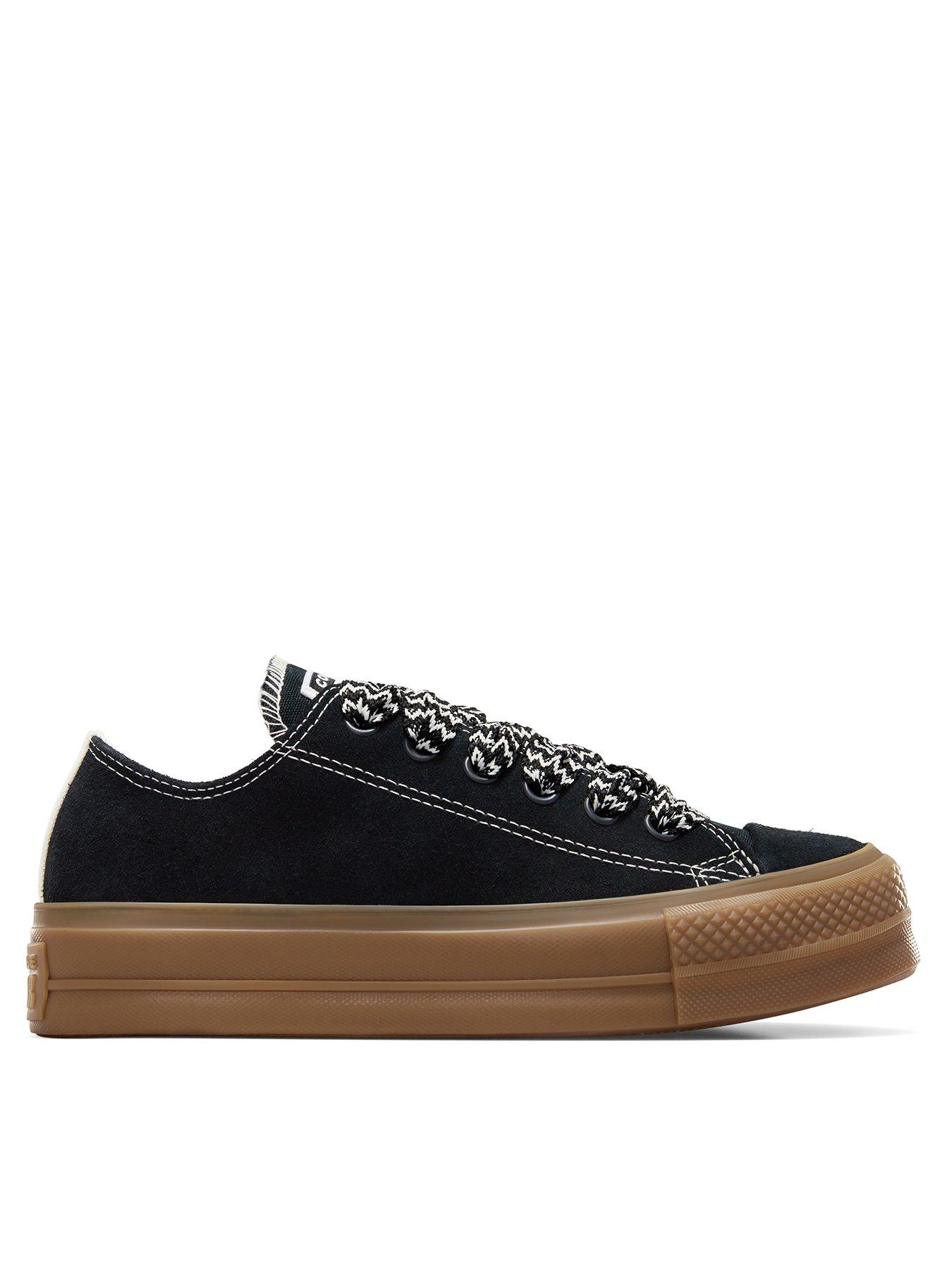 Converse Womens 90s Sports Suede Ox Trainers Black White littlewoods