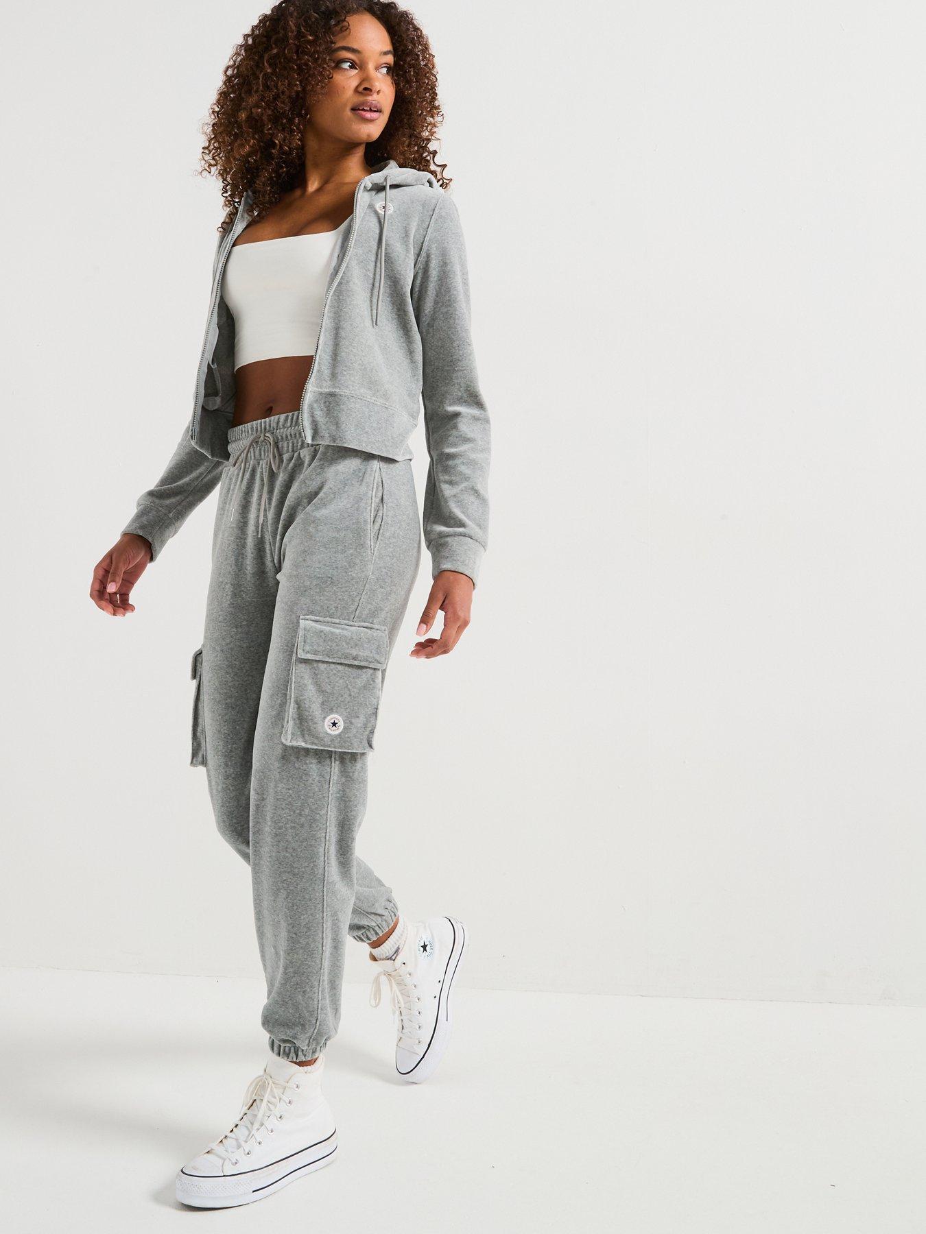  image of converse-womens-chuck-cargo-velour-jogger-grey