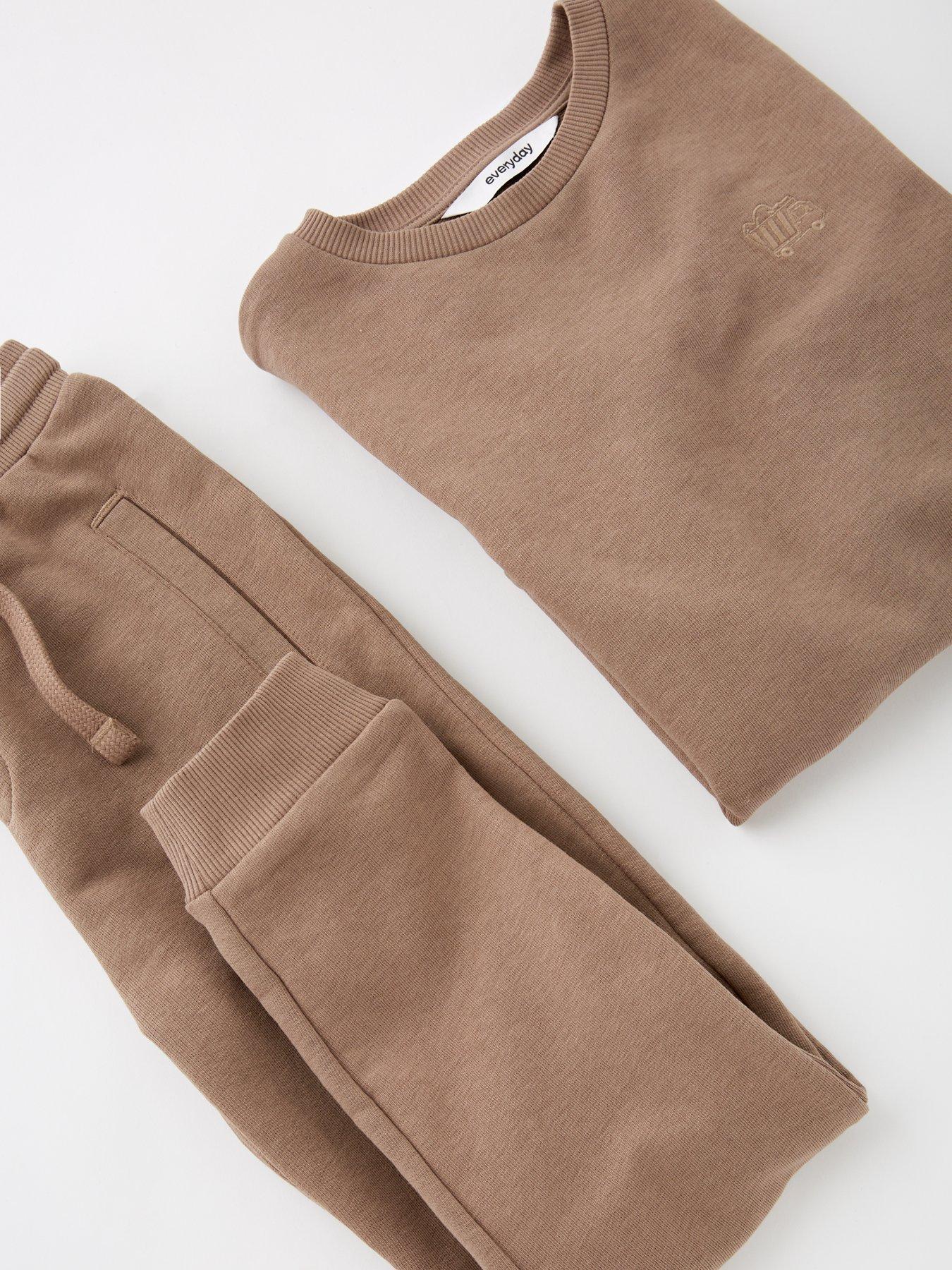  image of everyday-boys-sweat-top-and-jog-set-brown