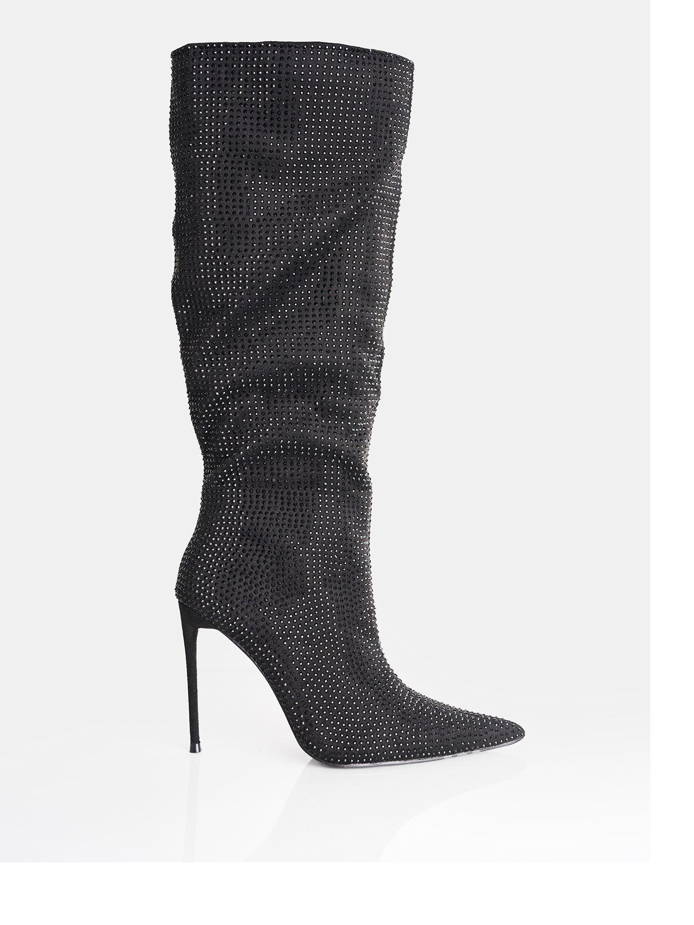 River Island Slouch Heeled Ankle Boot Black littlewoods