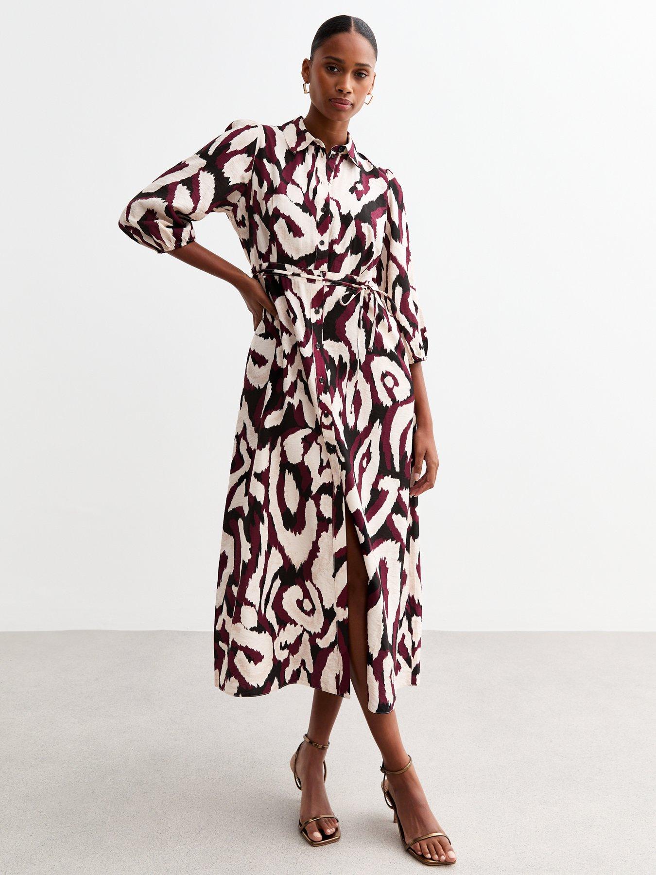undefined Abstract Midi Shirt Dress - Print